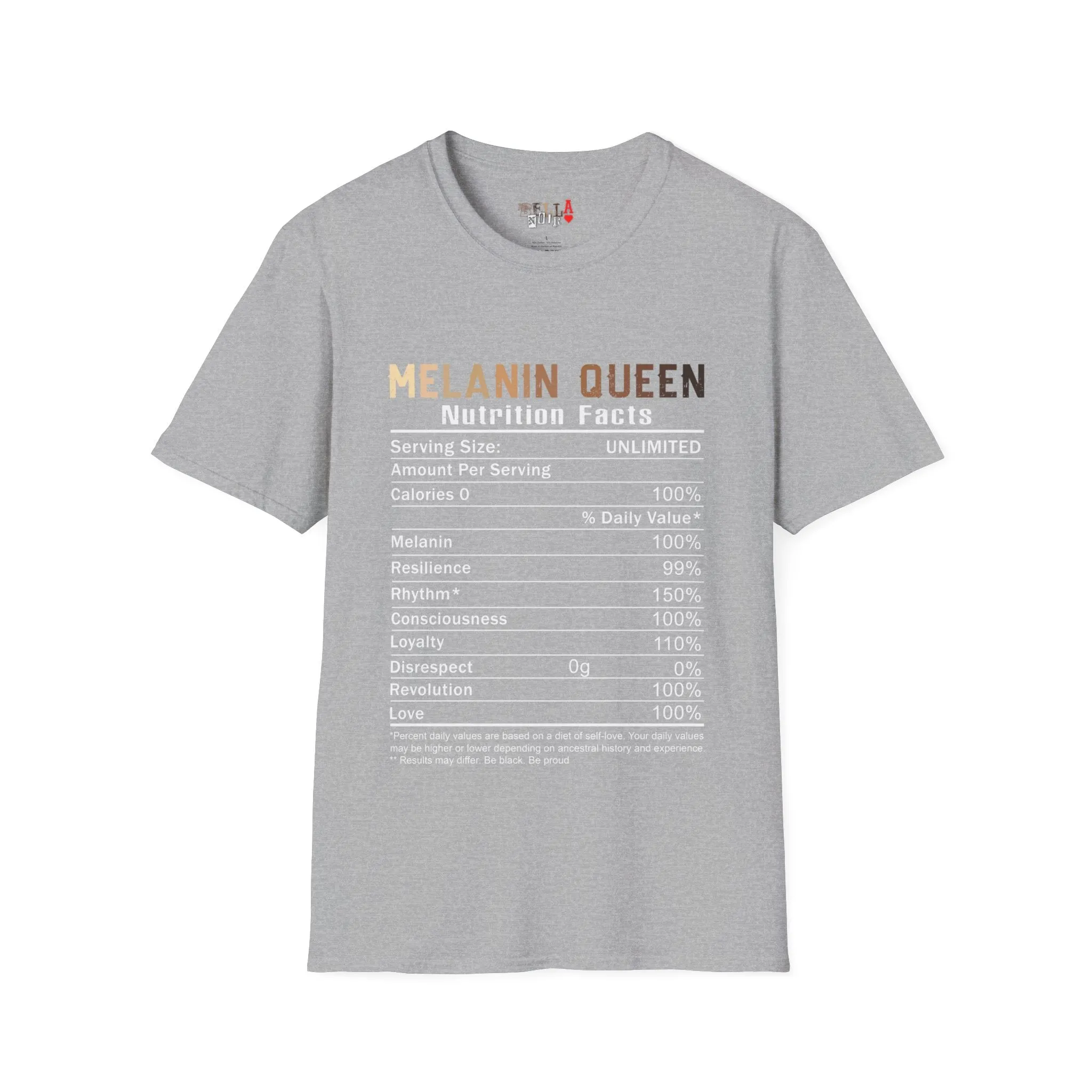 Melanin Queen Nutrition Facts Unisex Softstyle T-Shirt
