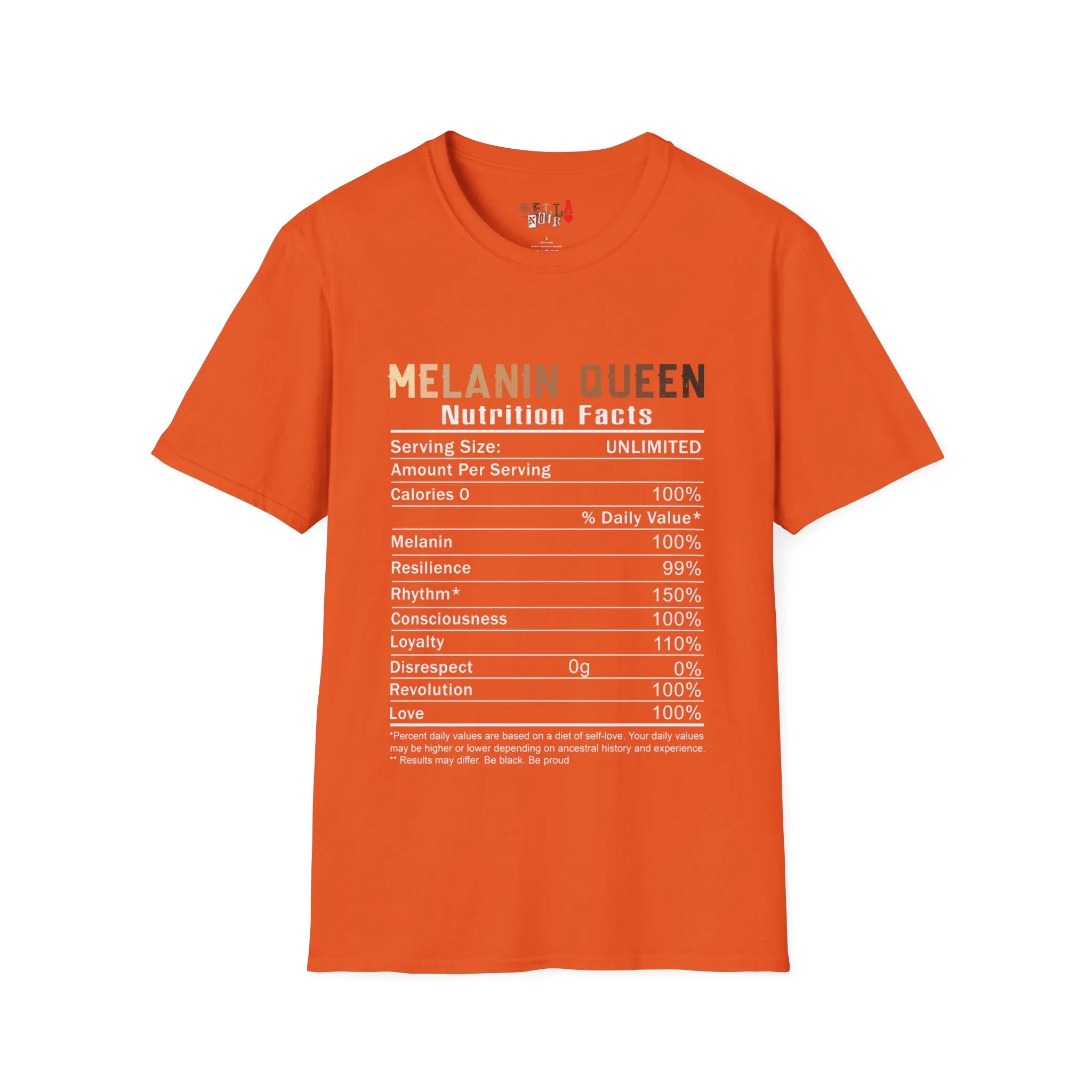 Melanin Queen Nutrition Facts Unisex Softstyle T-Shirt