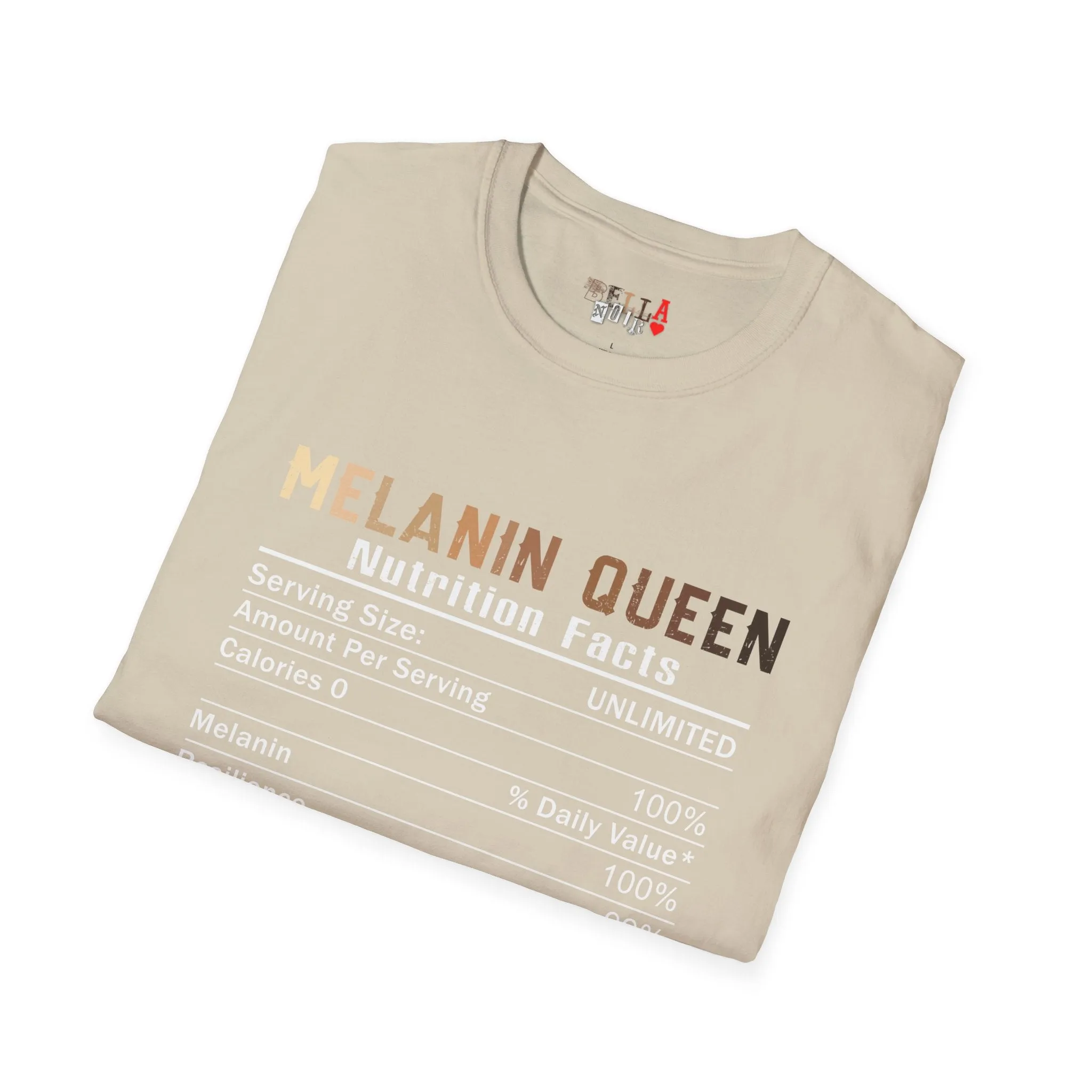 Melanin Queen Nutrition Facts Unisex Softstyle T-Shirt
