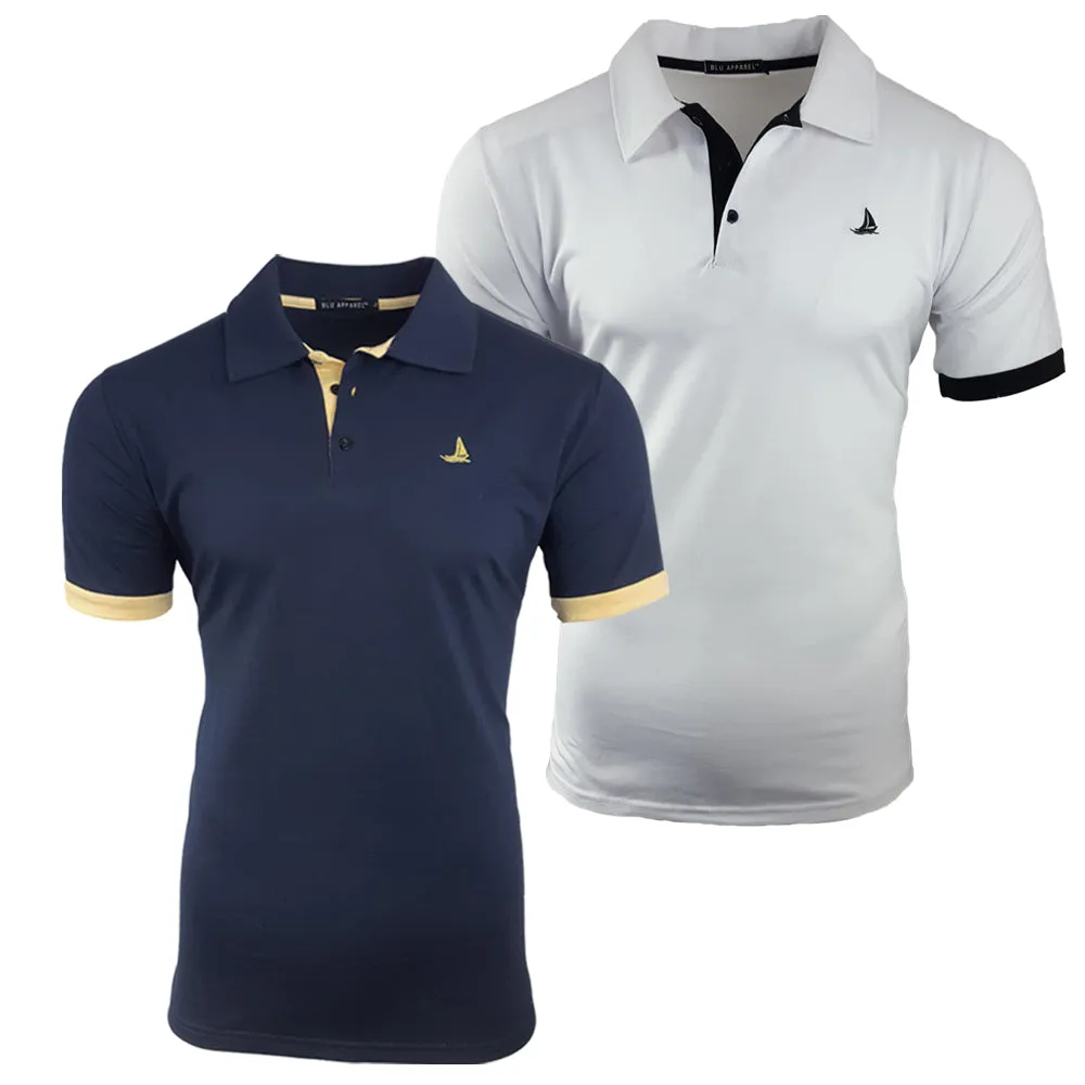 Men's 2 Pack Short Sleeve Polos - Black / Wine
