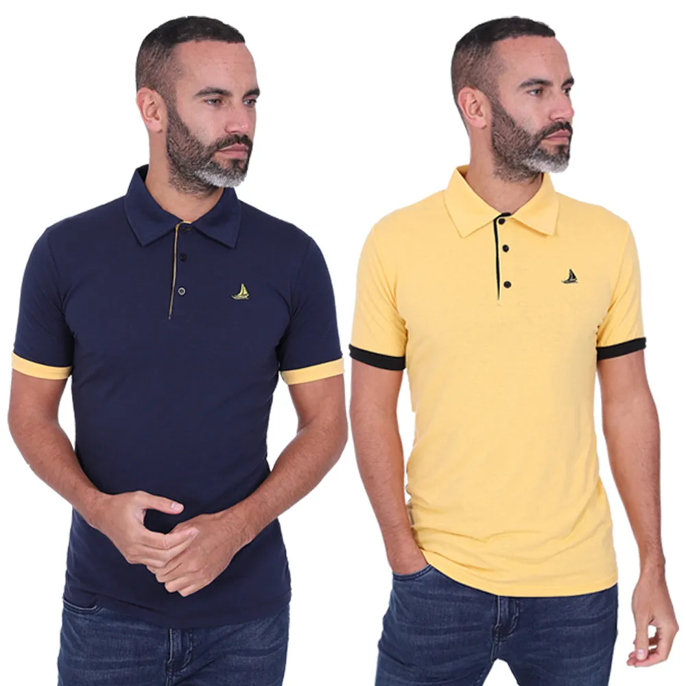 Men's 2 Pack Short Sleeve Polos - Black / Wine