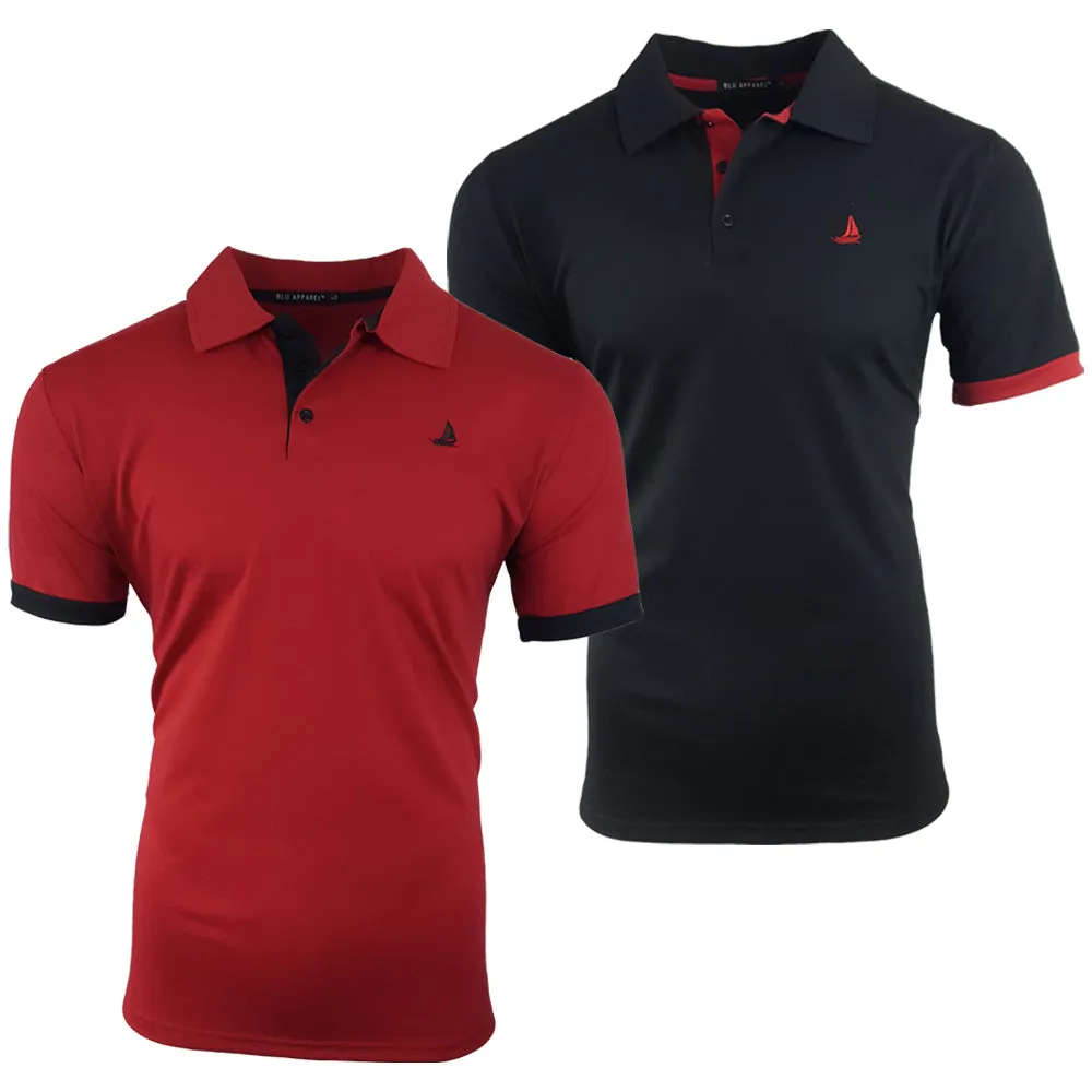 Men's 2 Pack Short Sleeve Polos - Black / Wine