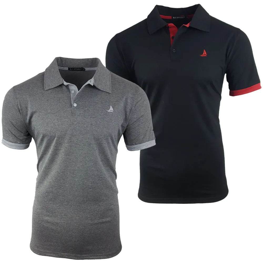 Men's 2 Pack Short Sleeve Polos - Black / Wine