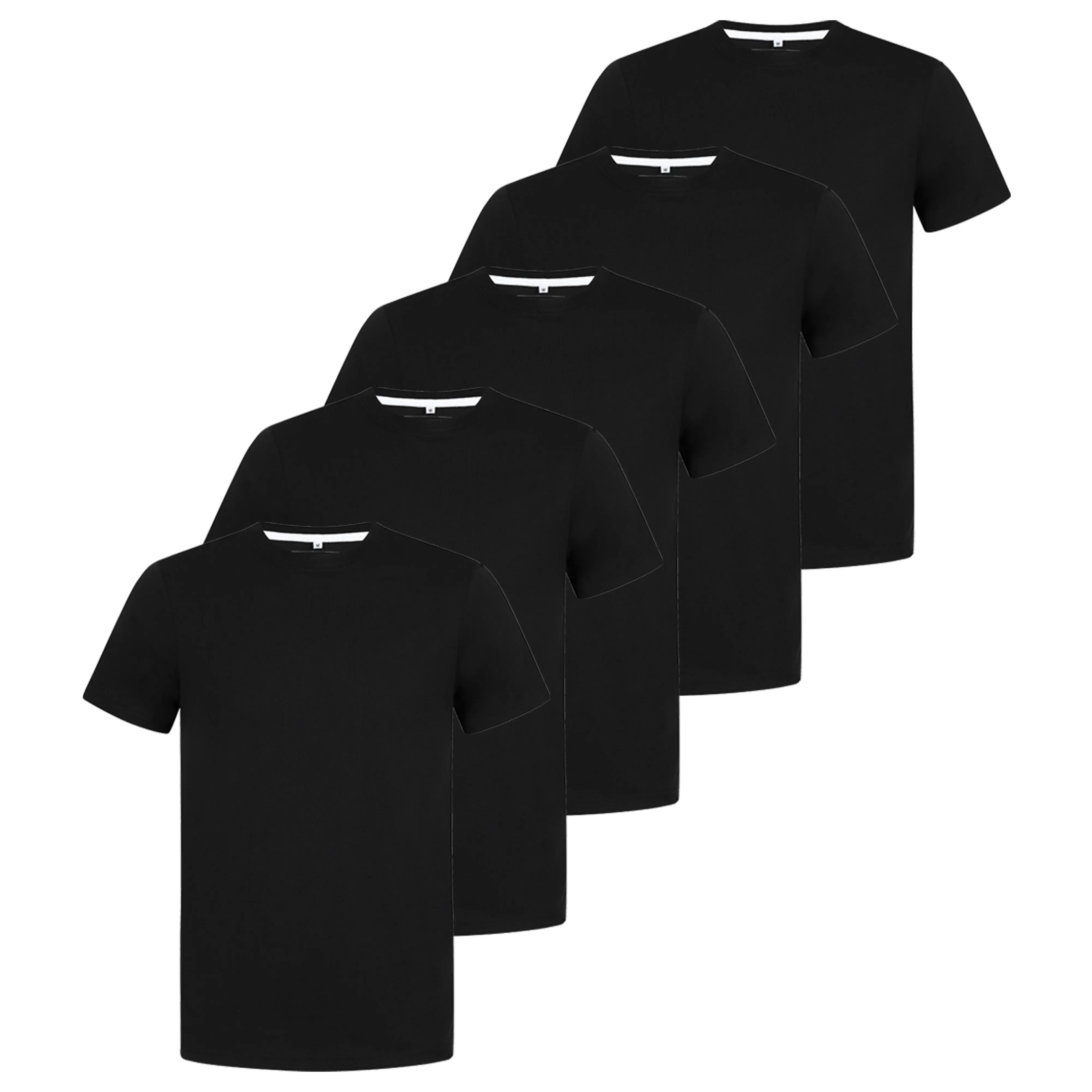 Men's 5 Pack Crew Neck Plain T-Shirt - Mixed Colours
