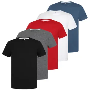 Men's 5 Pack Crew Neck Plain T-Shirt - Mixed Colours