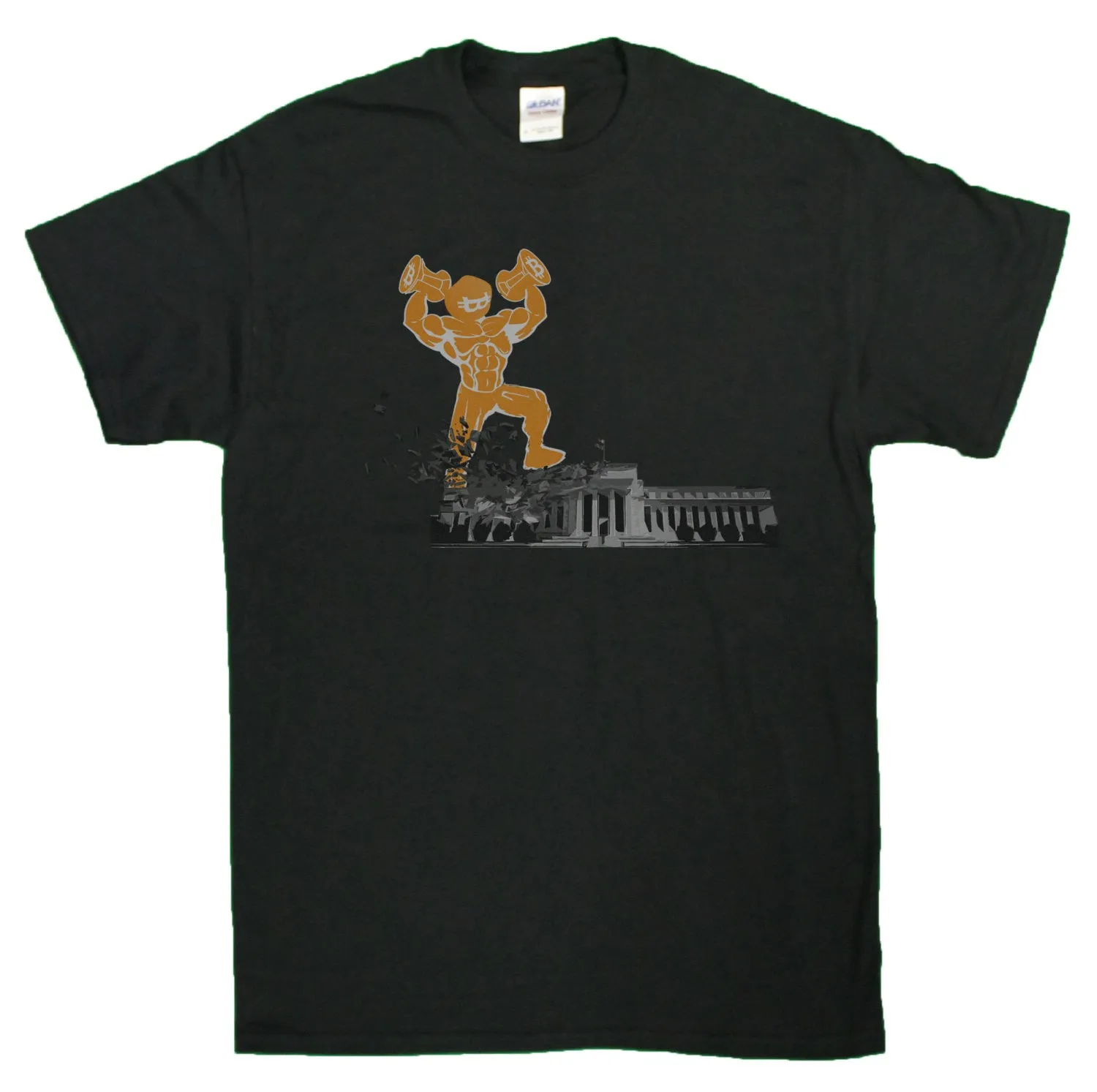 Men's Bitcoin Crypto Crusdaer Smashes The Federal Reserve T-Shirt (Black)