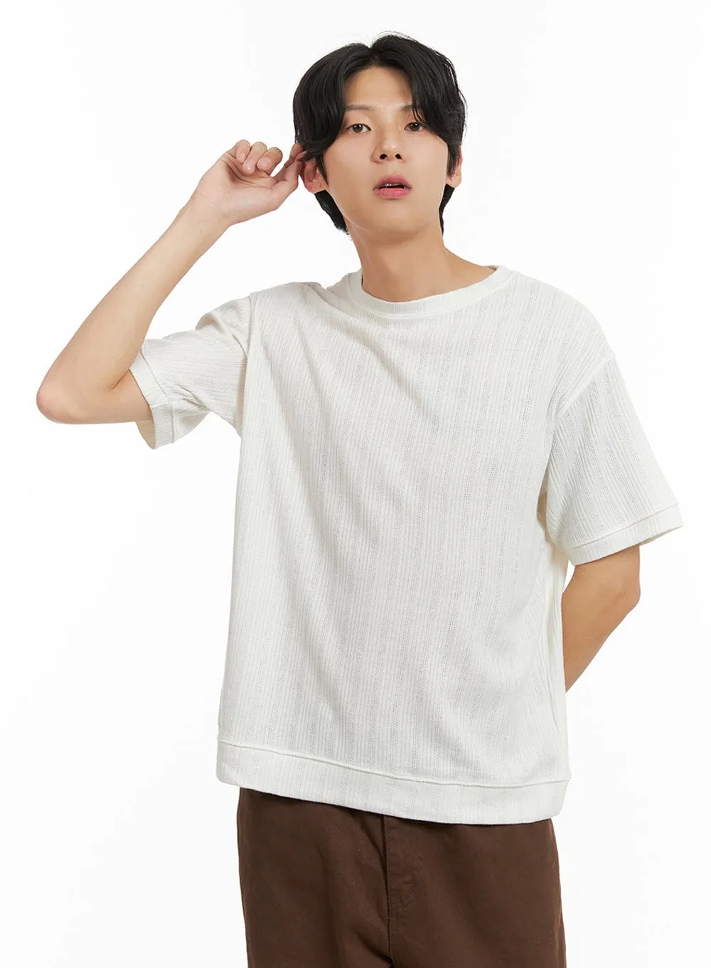 Men's Breezy Stripe T-Shirt (White) IY402