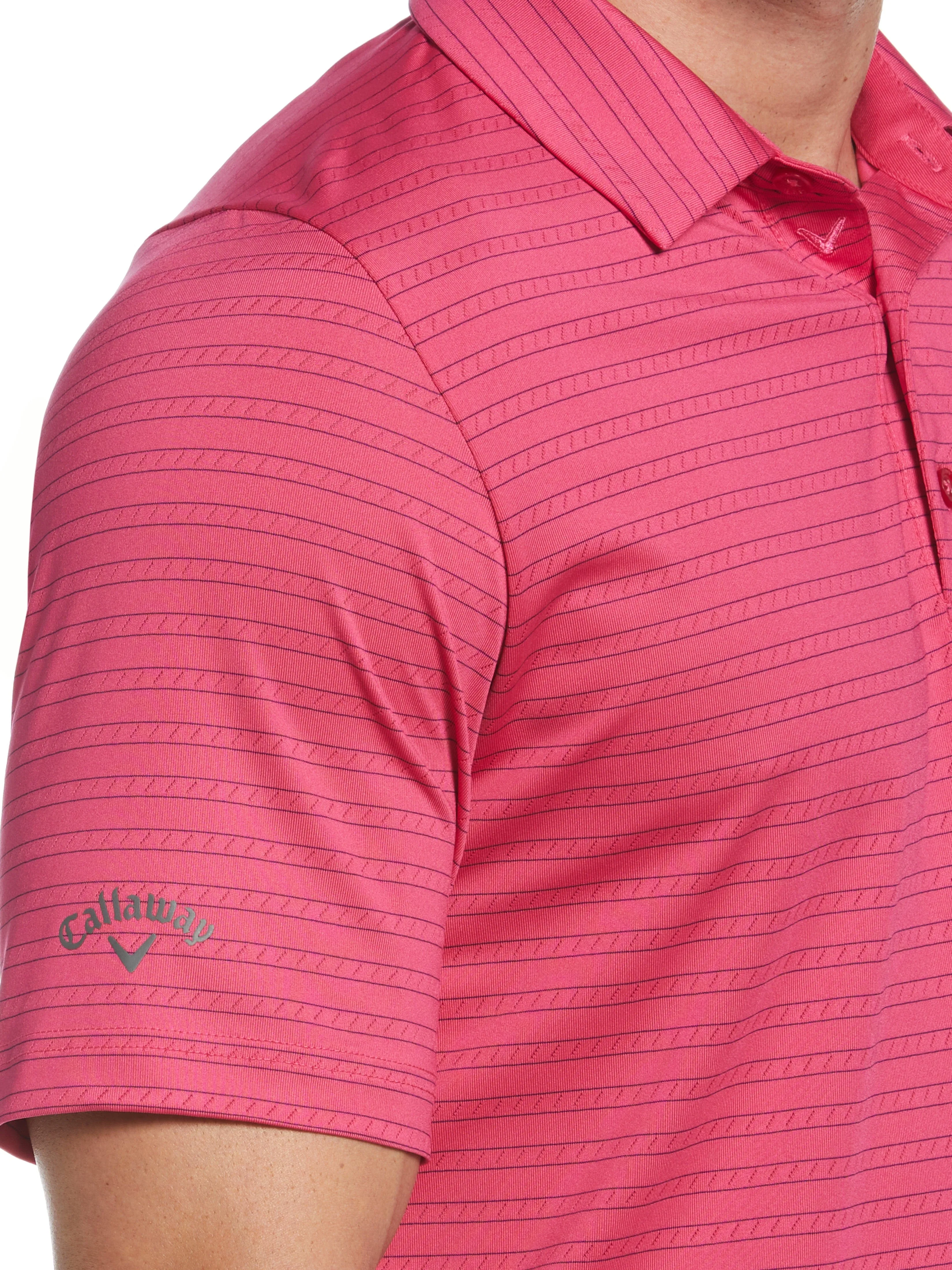 Mens Fine Line Ventilated Stripe Golf Polo Shirt