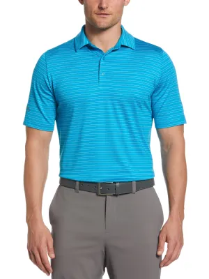 Mens Fine Line Ventilated Stripe Golf Polo Shirt