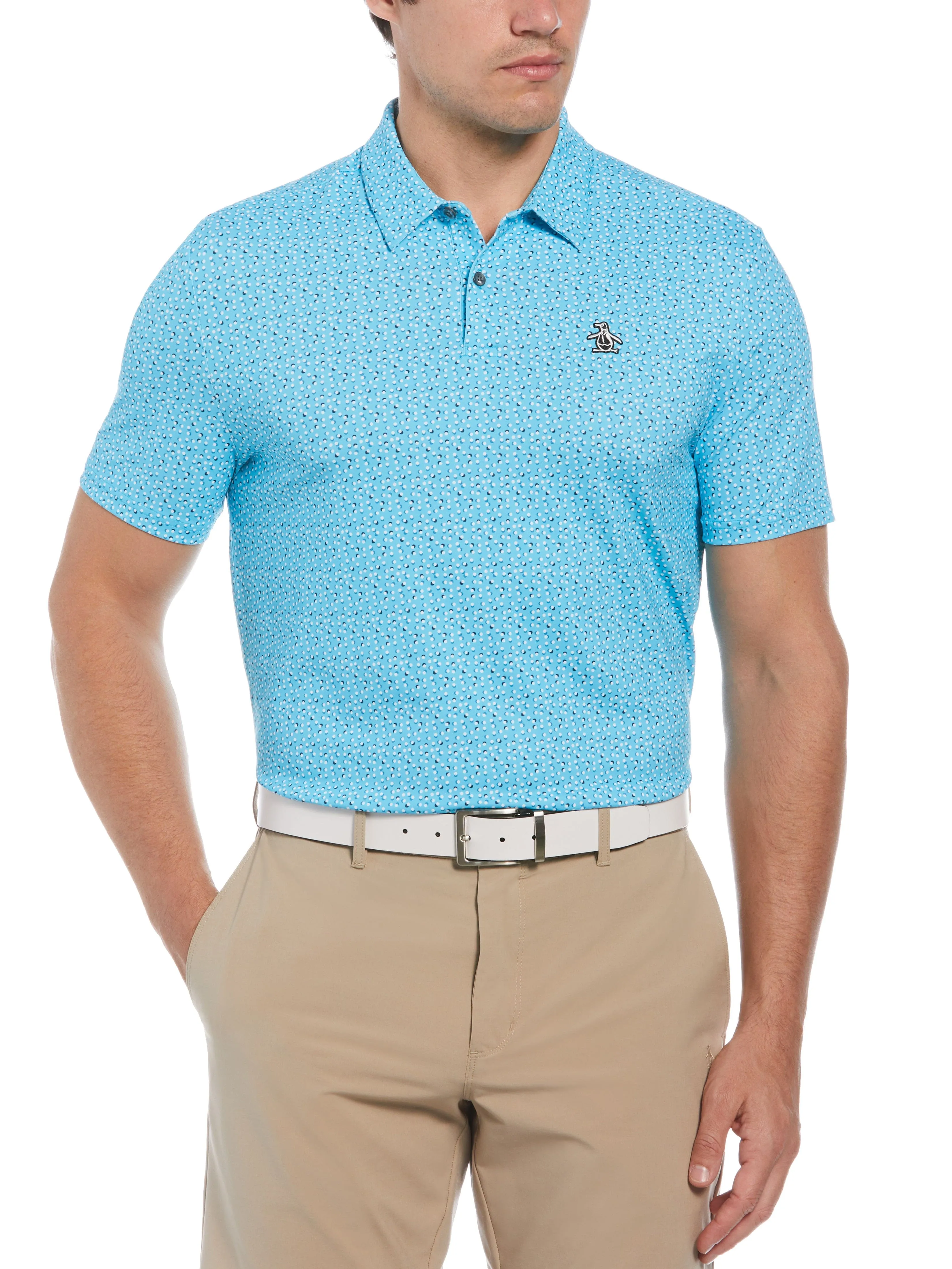 Men's Golf Ball Print Short Sleeve Golf Polo Shirt