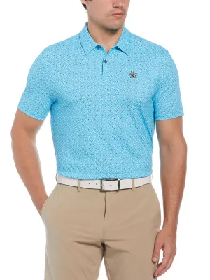 Men's Golf Ball Print Short Sleeve Golf Polo Shirt