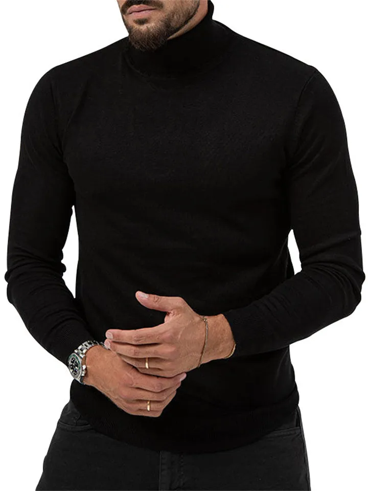 Men's High Neck Stretchy Basic Fleece Shirt for Winter