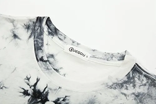 Mens Hip Hop Tie-Dyed Hipster Curve Hem T Shirt(1803ZR White XL) |