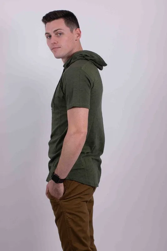 Men's Lightweight Triblend Short Sleeve Hoodie Shirt