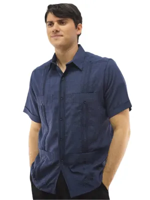 Men's Navy Short Sleeve Guayabera