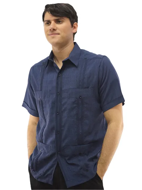 Men's Navy Short Sleeve Guayabera