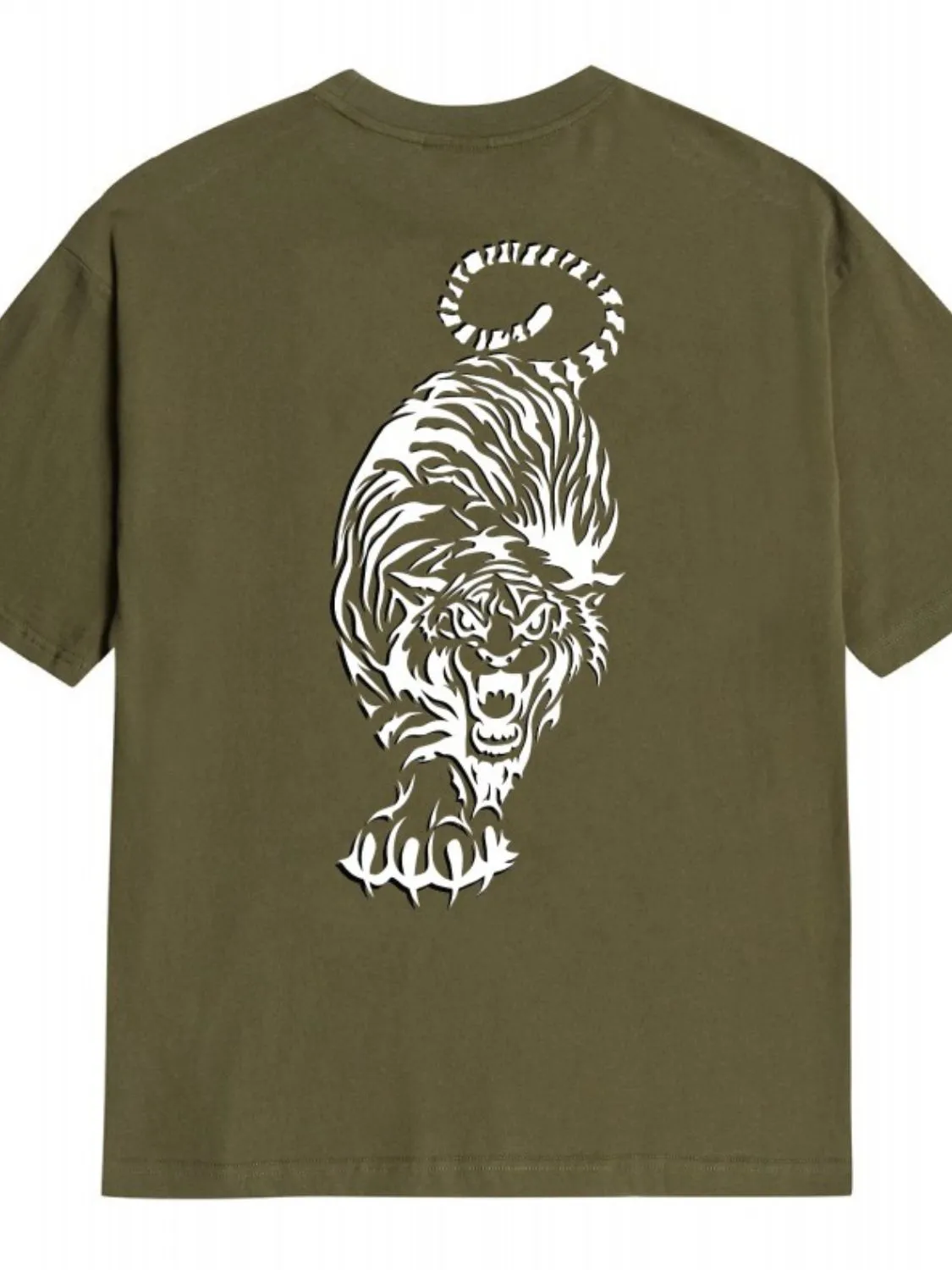 Men's Plus Size Tiger Round Neck Short Sleeve T-Shirt