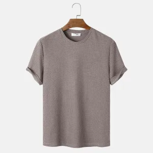Men's Slim Fit Long Sleeve Summer T-Shirt – Solid Color Round Neck Henley, Lightweight Polyester Rayon