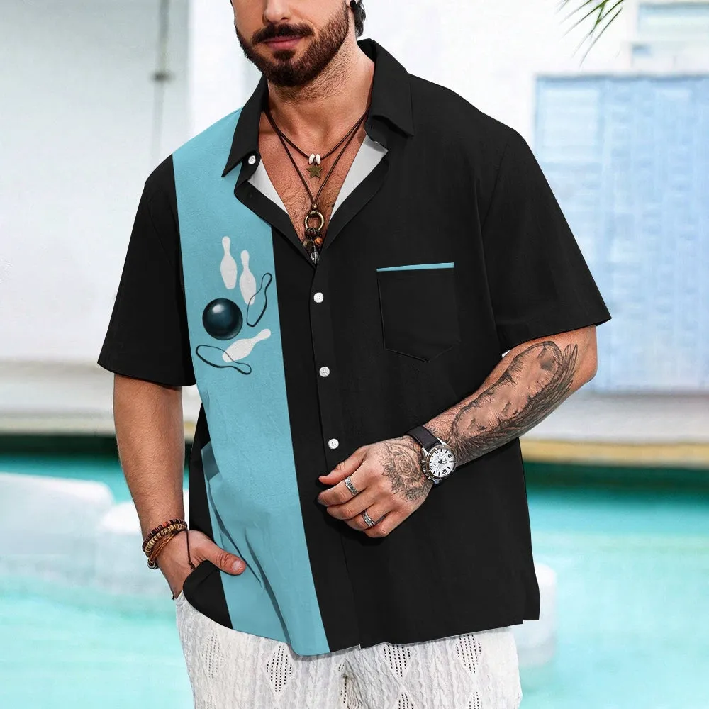 Men's Summer Hawaiian Print Bowling Shirt 2409000351
