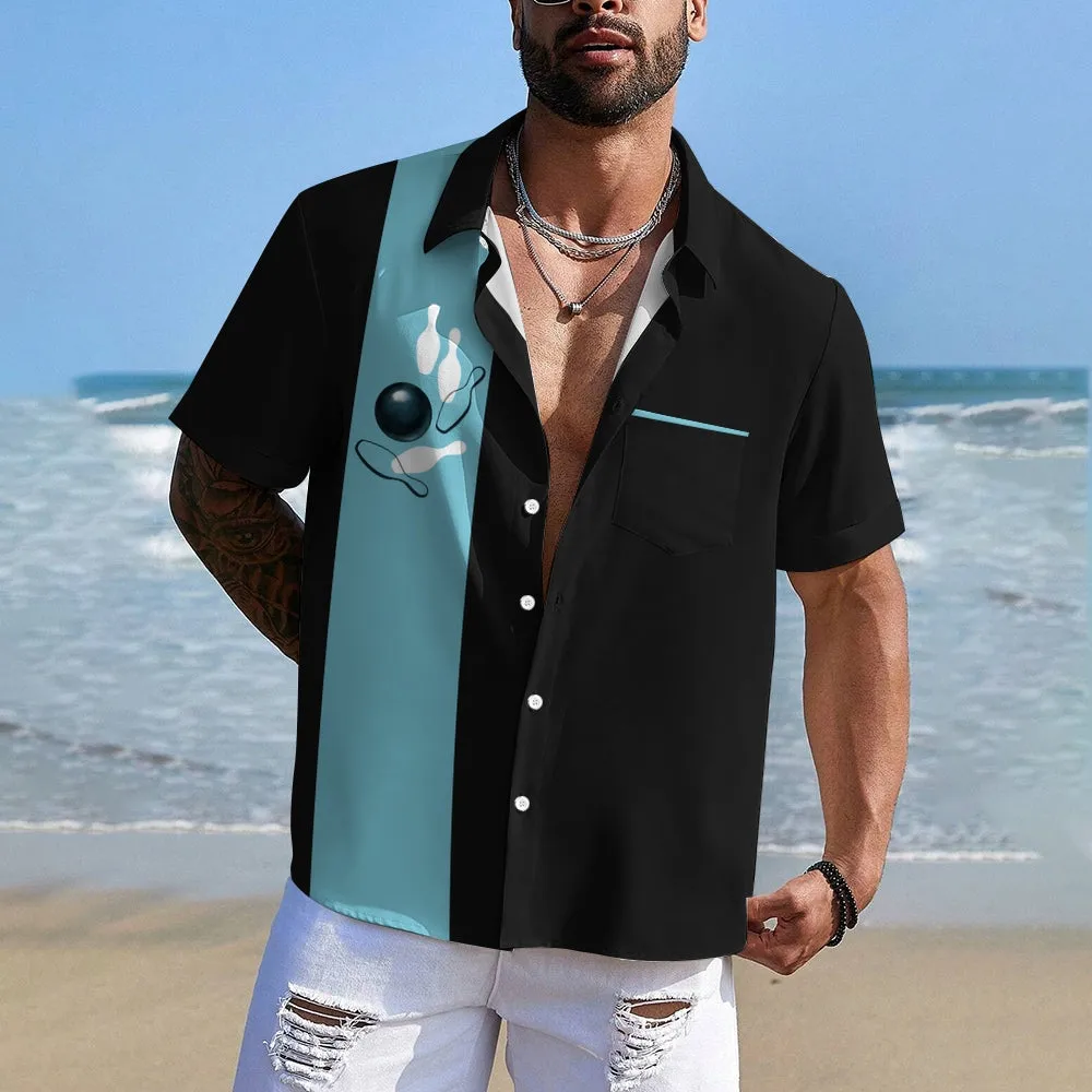 Men's Summer Hawaiian Print Bowling Shirt 2409000351