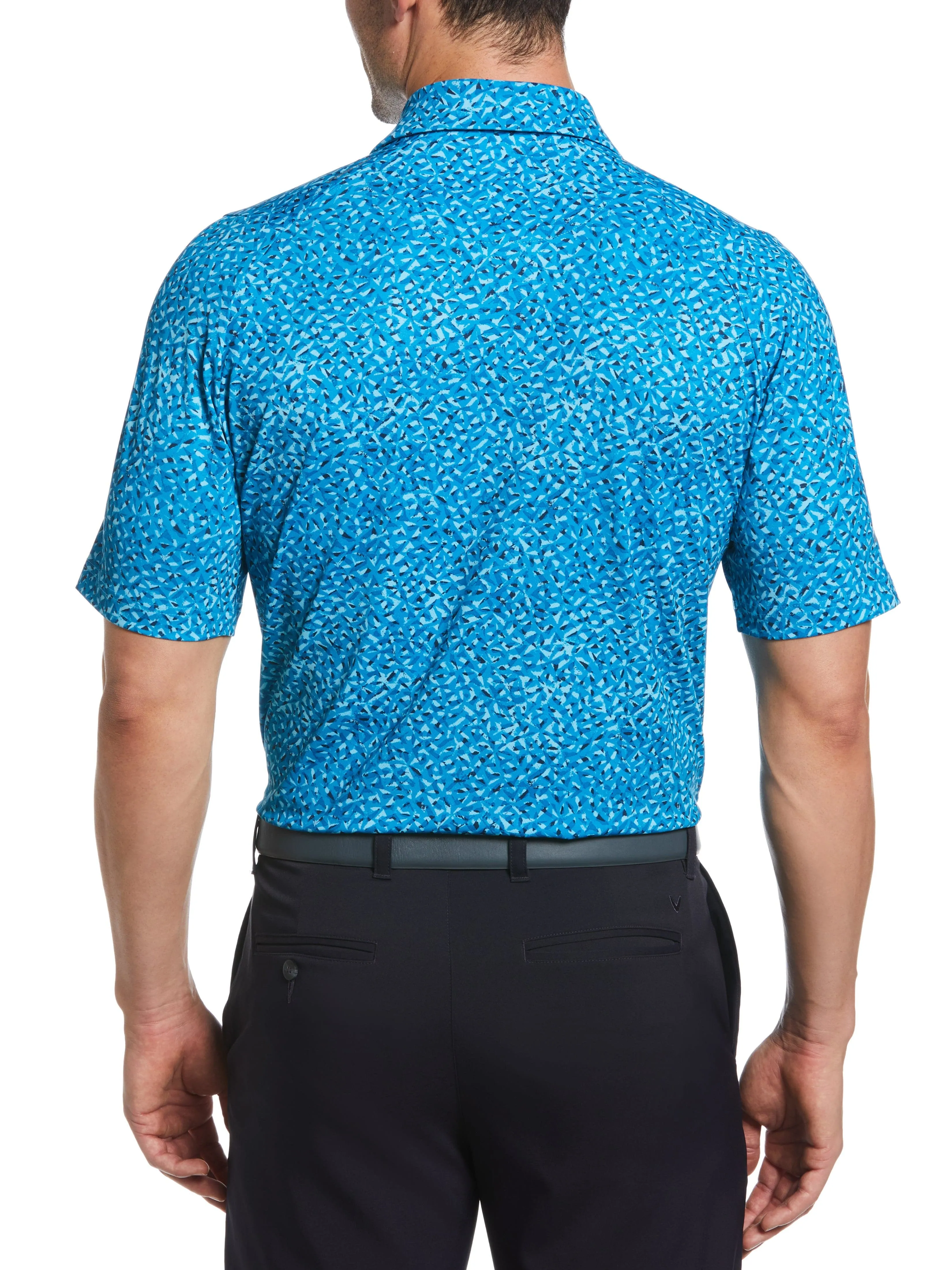 Mens Swing Tech Ventilated Layered Print Golf Polo