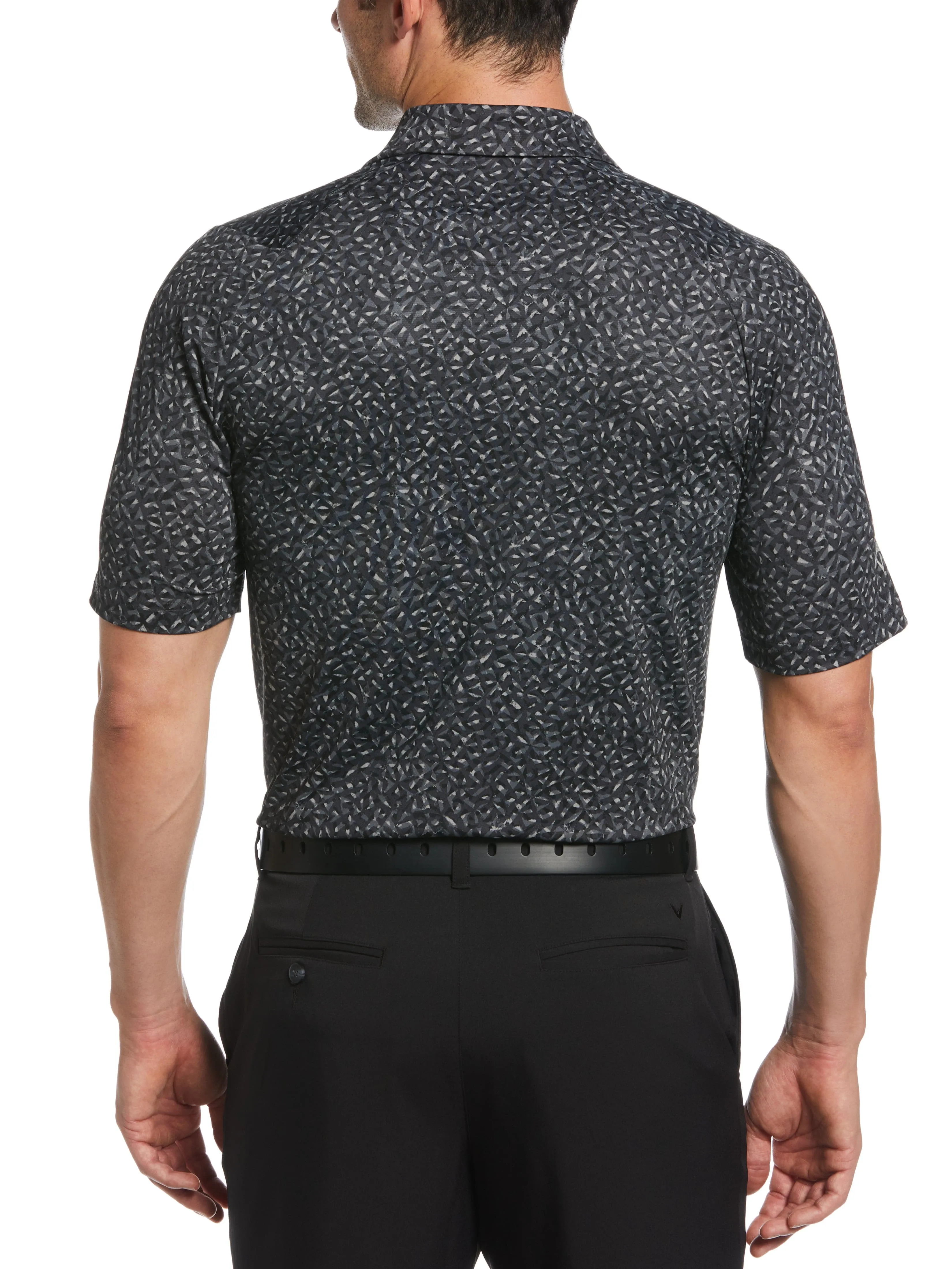 Mens Swing Tech Ventilated Layered Print Golf Polo
