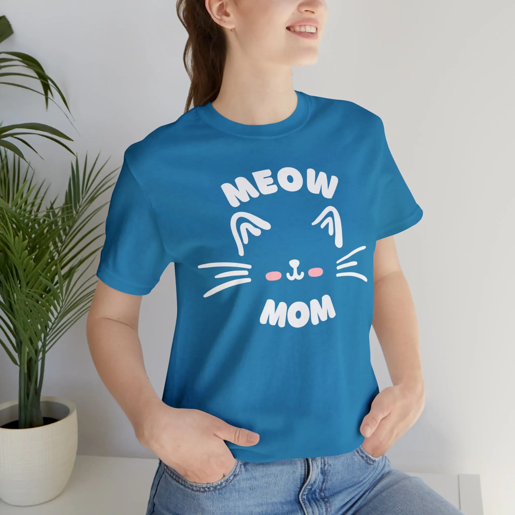Meow Mom Whiskers T-Shirt | Funny Kitty Tee |  Bella Canvas 3001 Unisex | Cat Lovers Short Sleeve Tshirt