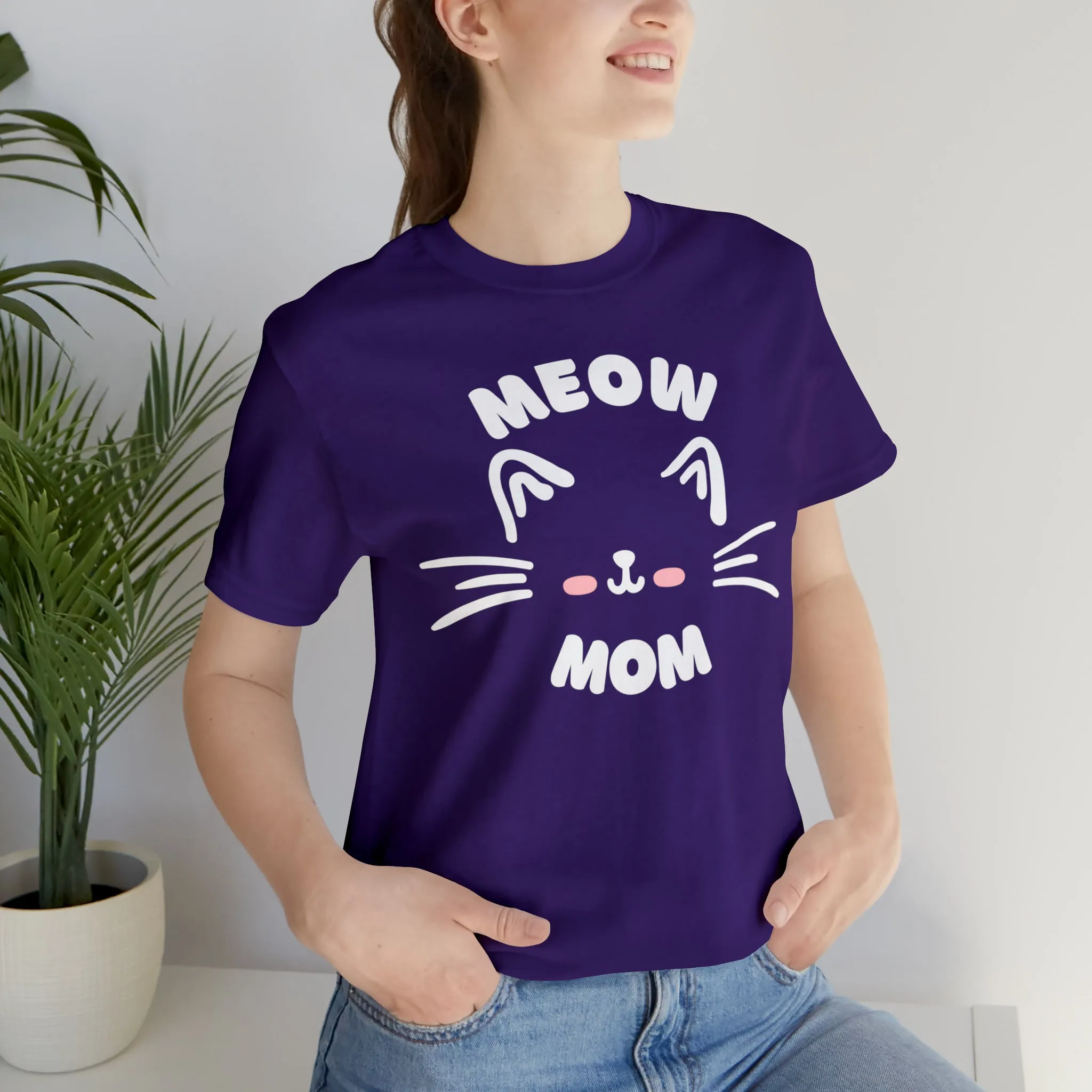 Meow Mom Whiskers T-Shirt | Funny Kitty Tee |  Bella Canvas 3001 Unisex | Cat Lovers Short Sleeve Tshirt