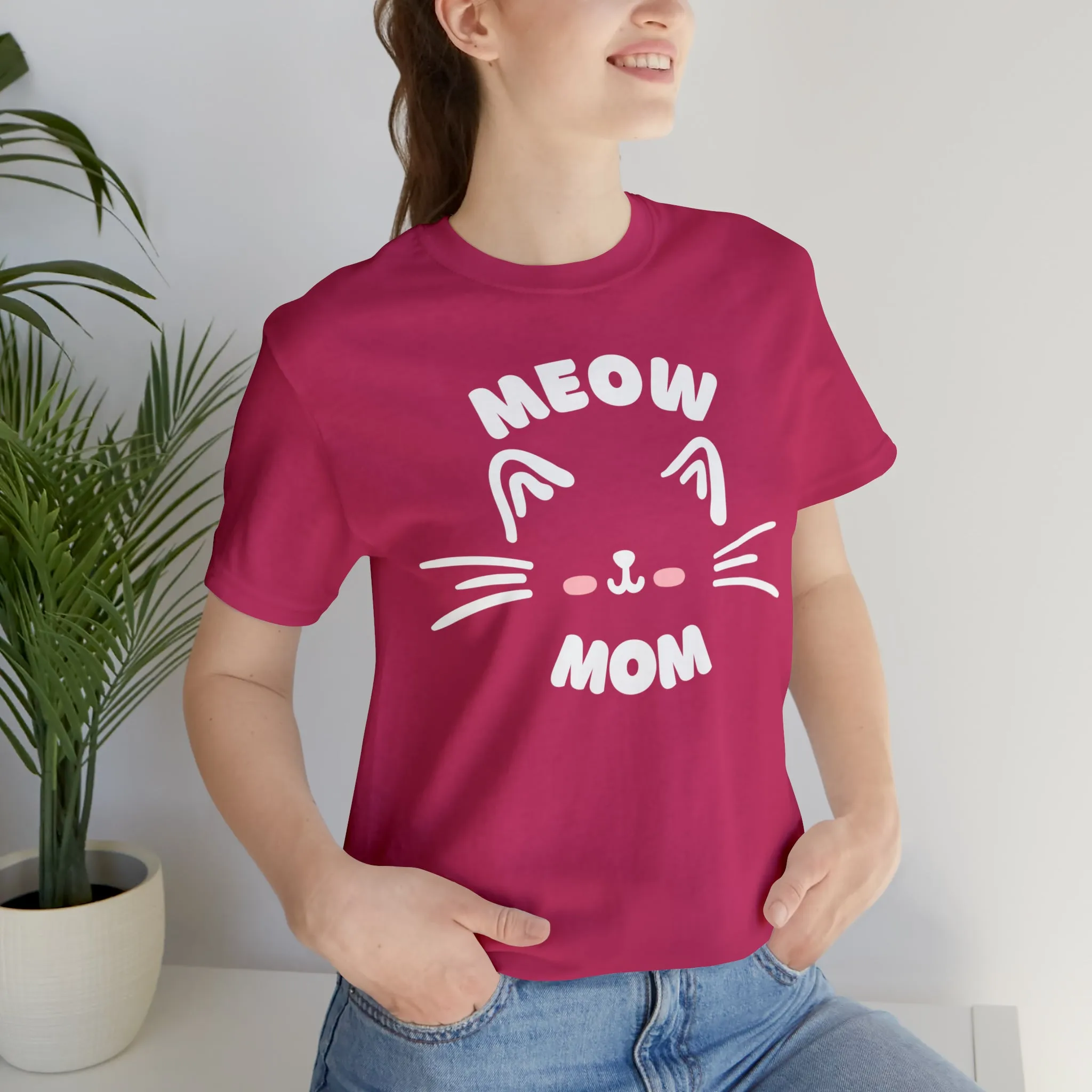 Meow Mom Whiskers T-Shirt | Funny Kitty Tee |  Bella Canvas 3001 Unisex | Cat Lovers Short Sleeve Tshirt