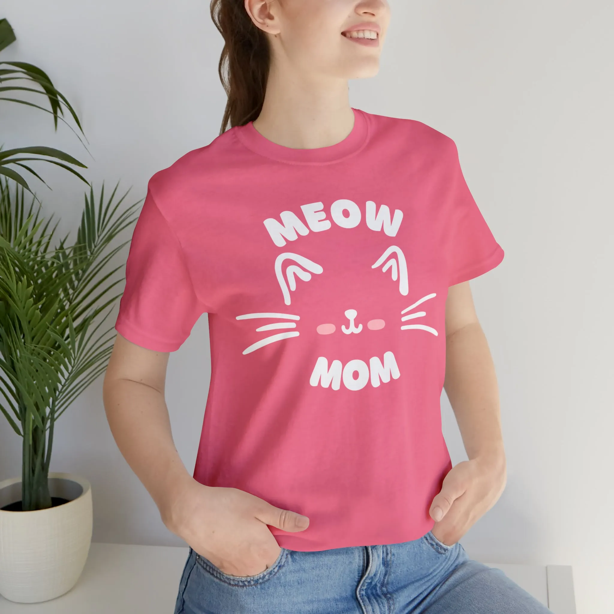 Meow Mom Whiskers T-Shirt | Funny Kitty Tee |  Bella Canvas 3001 Unisex | Cat Lovers Short Sleeve Tshirt