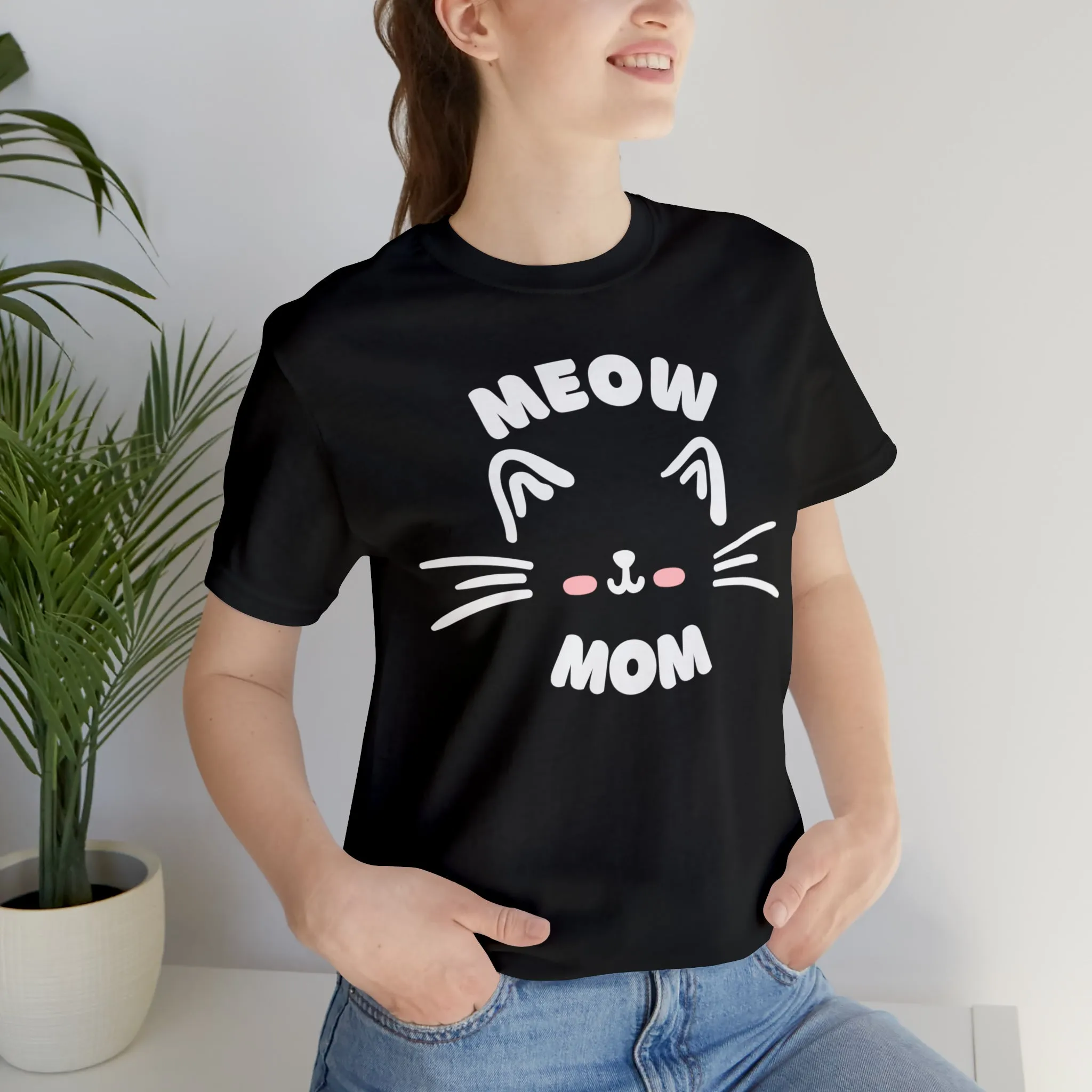 Meow Mom Whiskers T-Shirt | Funny Kitty Tee |  Bella Canvas 3001 Unisex | Cat Lovers Short Sleeve Tshirt