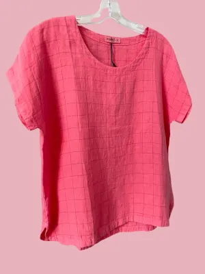 Mes Soeurs et Moi Herisson Nectarine Grid Print Linen Top
