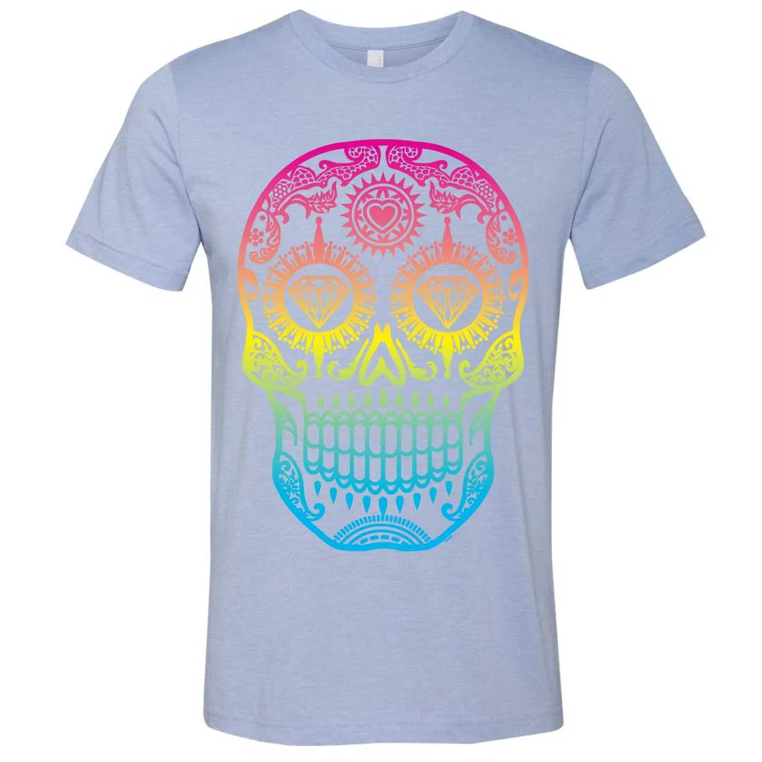 Neon Diamond Eyes Smiling Sugar Skull Asst Colors Mens Fitted Tee