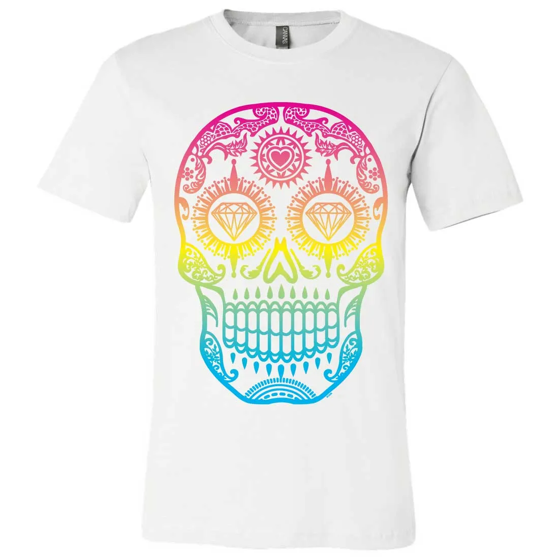 Neon Diamond Eyes Smiling Sugar Skull Asst Colors Mens Fitted Tee