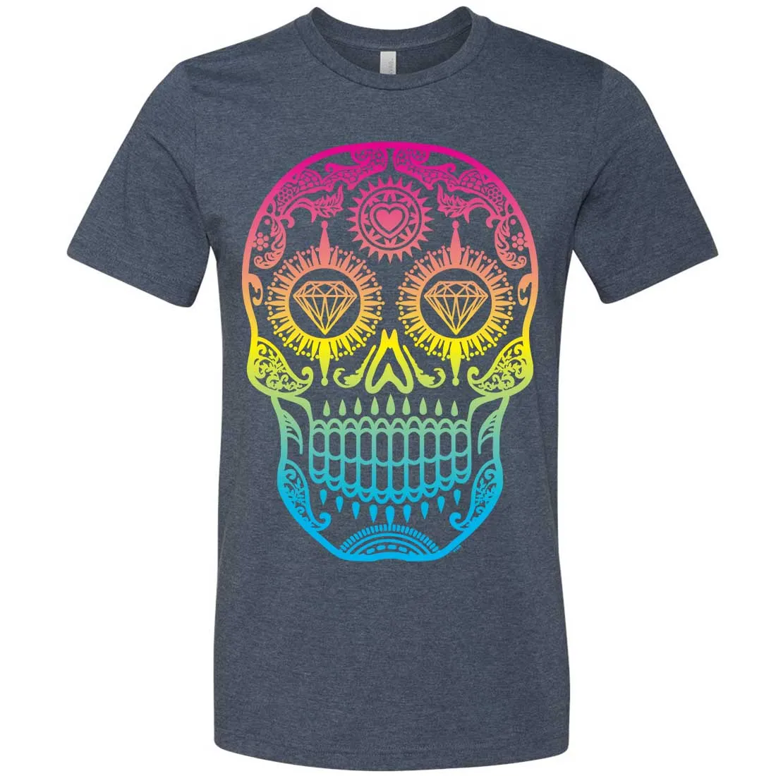 Neon Diamond Eyes Smiling Sugar Skull Asst Colors Mens Fitted Tee