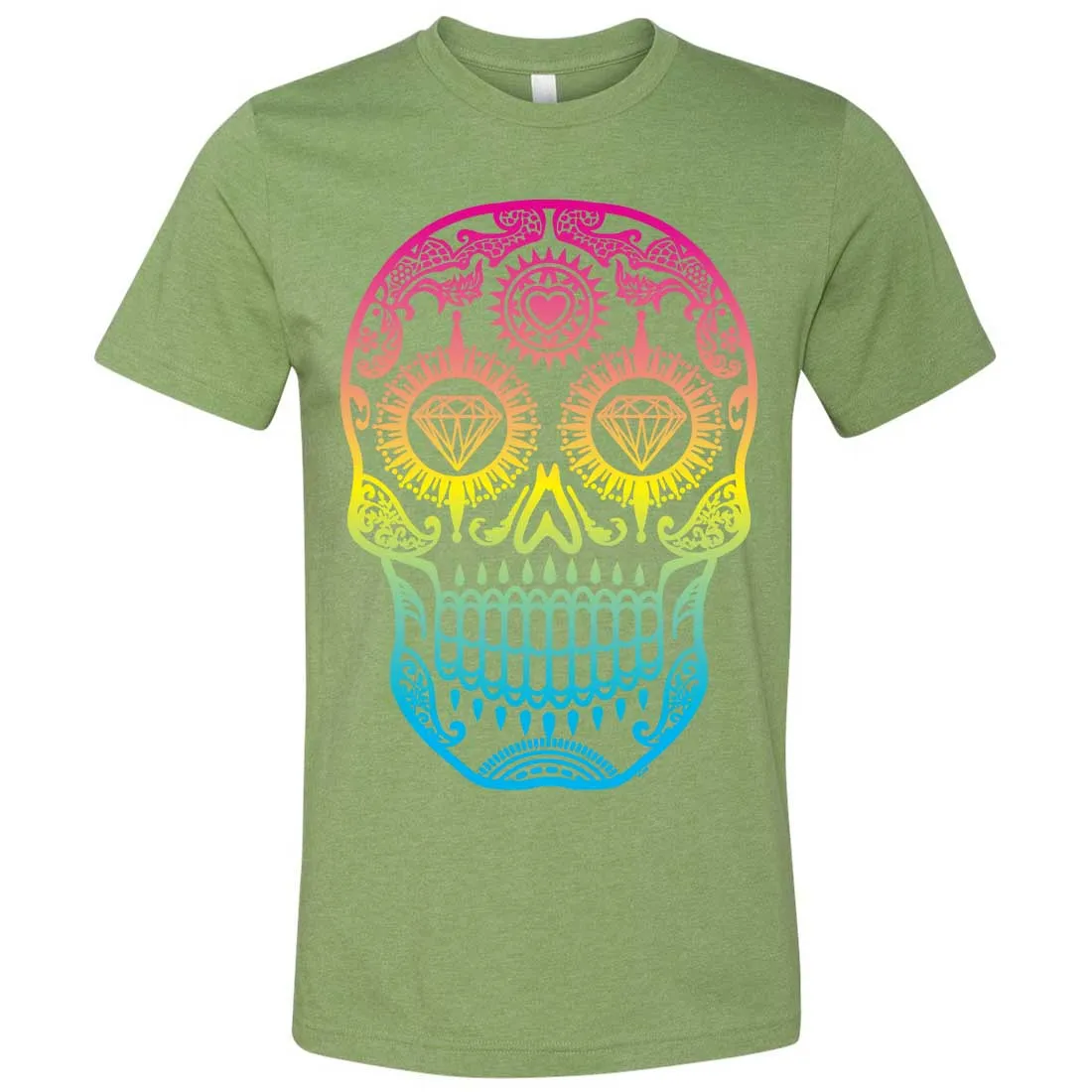 Neon Diamond Eyes Smiling Sugar Skull Asst Colors Mens Fitted Tee
