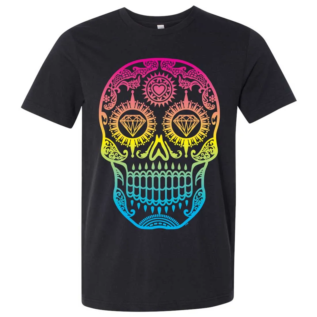 Neon Diamond Eyes Smiling Sugar Skull Asst Colors Mens Fitted Tee