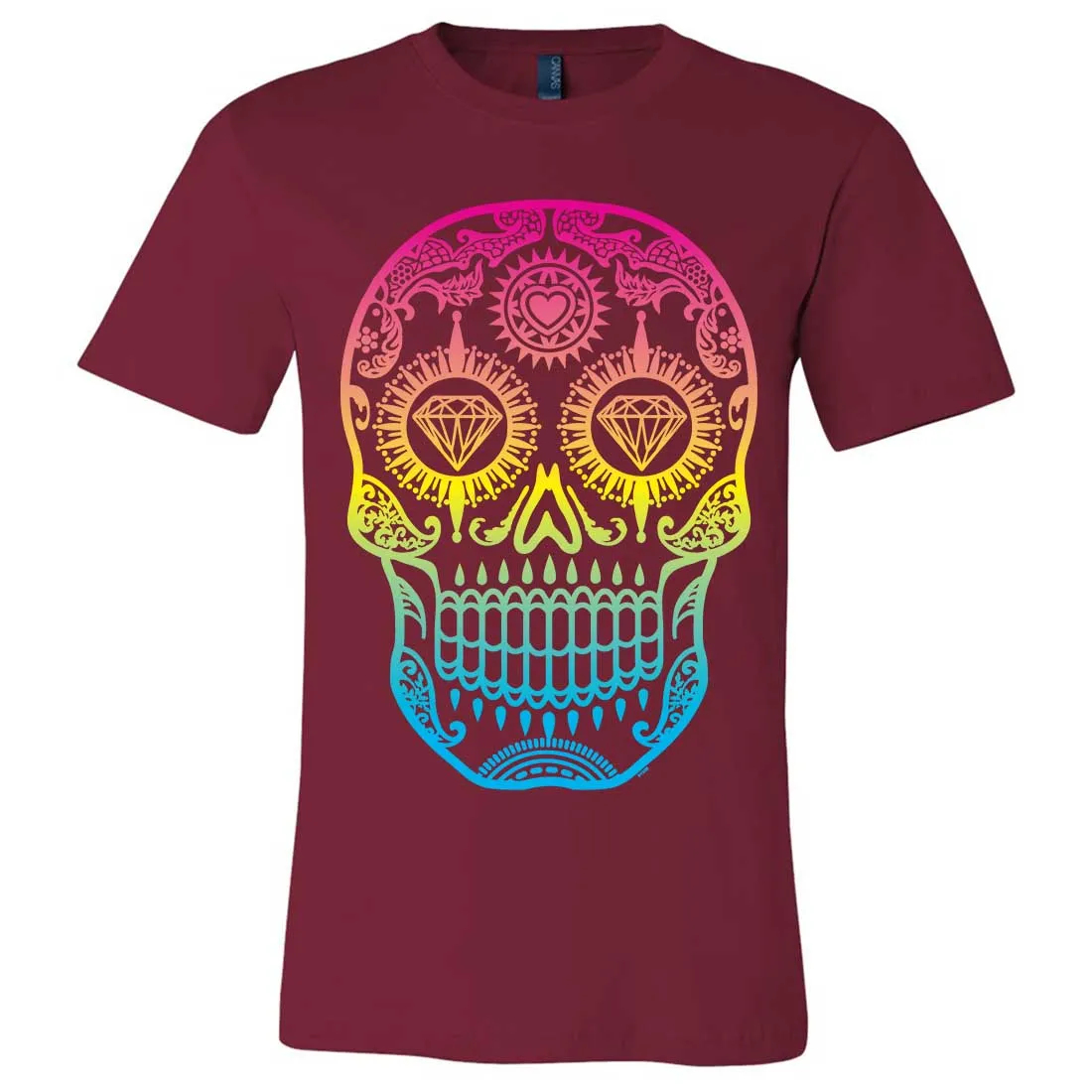 Neon Diamond Eyes Smiling Sugar Skull Asst Colors Mens Fitted Tee