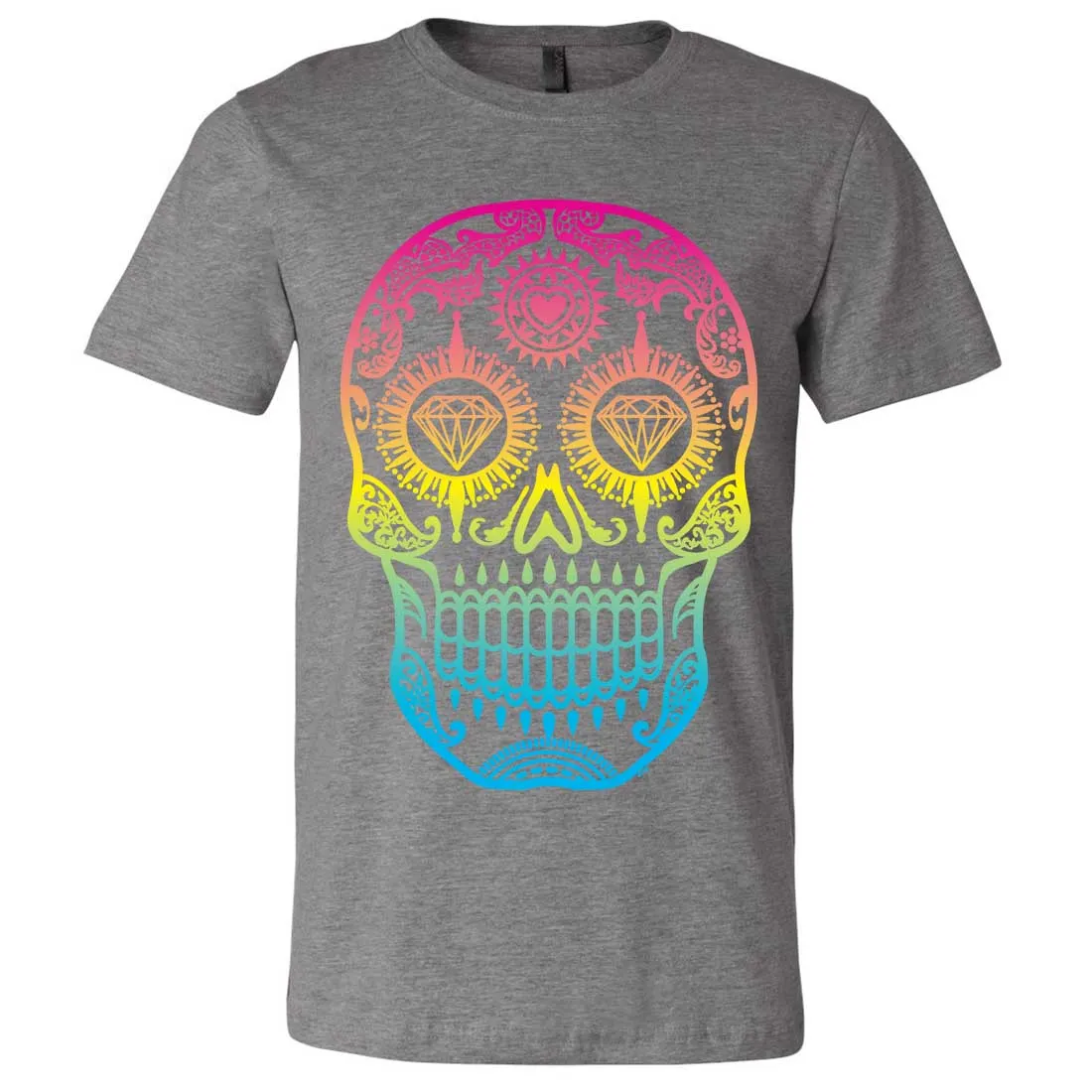 Neon Diamond Eyes Smiling Sugar Skull Asst Colors Mens Fitted Tee