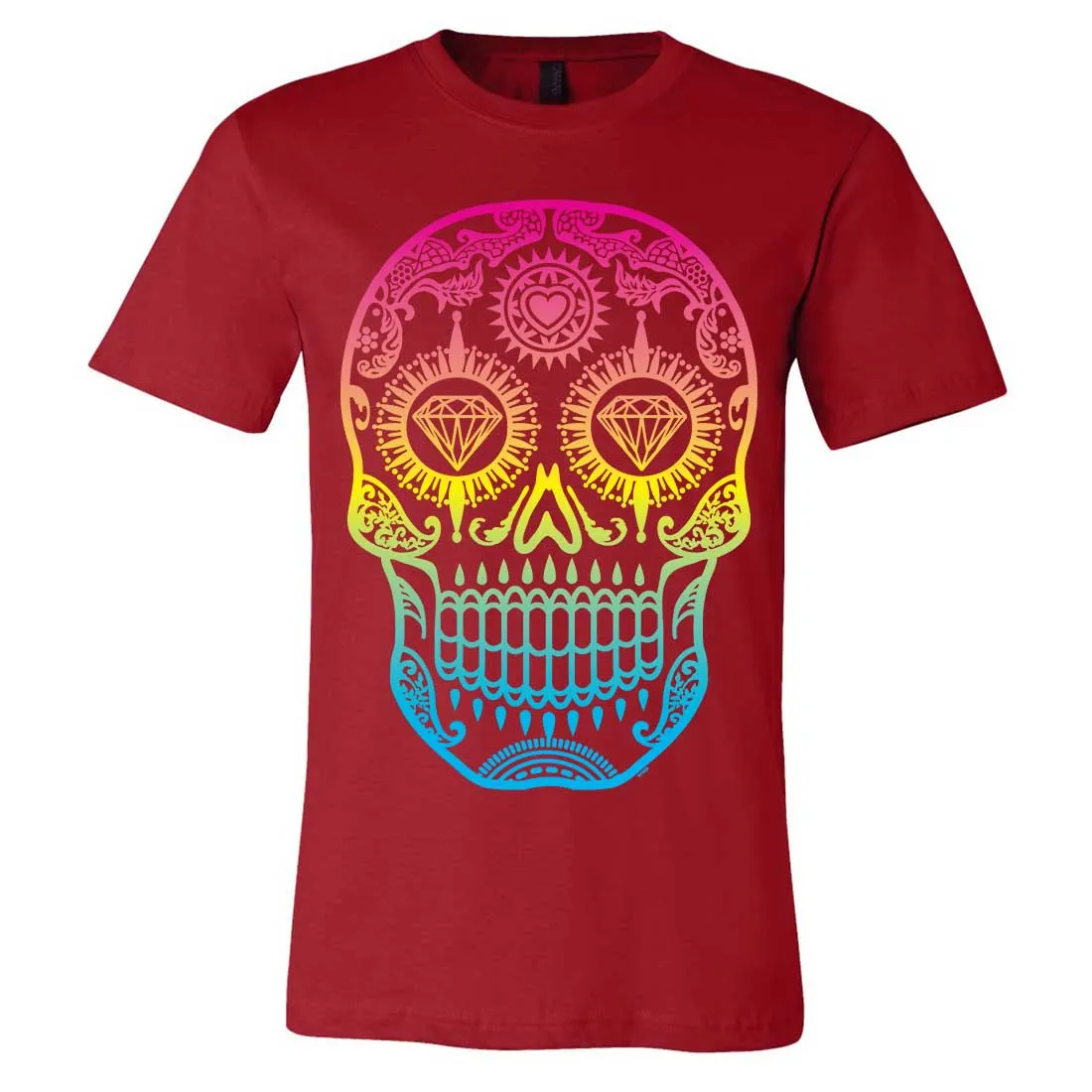Neon Diamond Eyes Smiling Sugar Skull Asst Colors Mens Fitted Tee