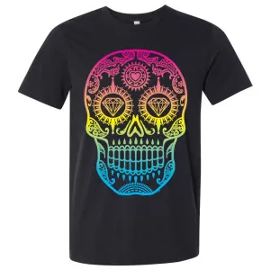 Neon Diamond Eyes Smiling Sugar Skull Asst Colors Mens Fitted Tee