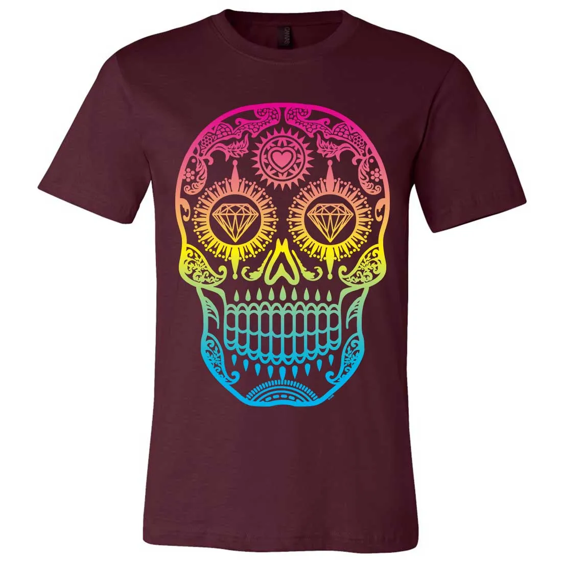 Neon Diamond Eyes Smiling Sugar Skull Asst Colors Mens Fitted Tee