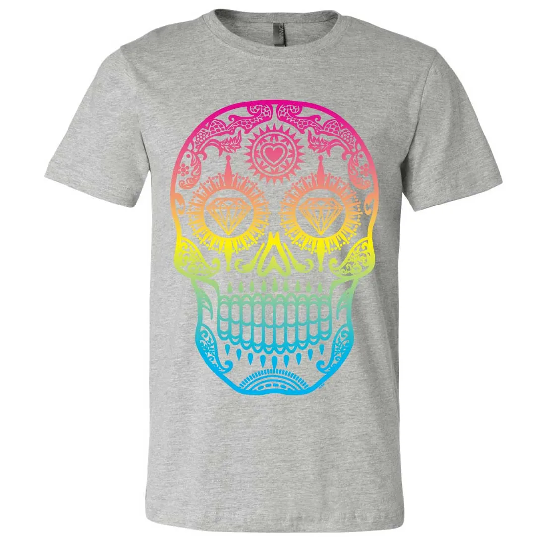 Neon Diamond Eyes Smiling Sugar Skull Asst Colors Mens Fitted Tee