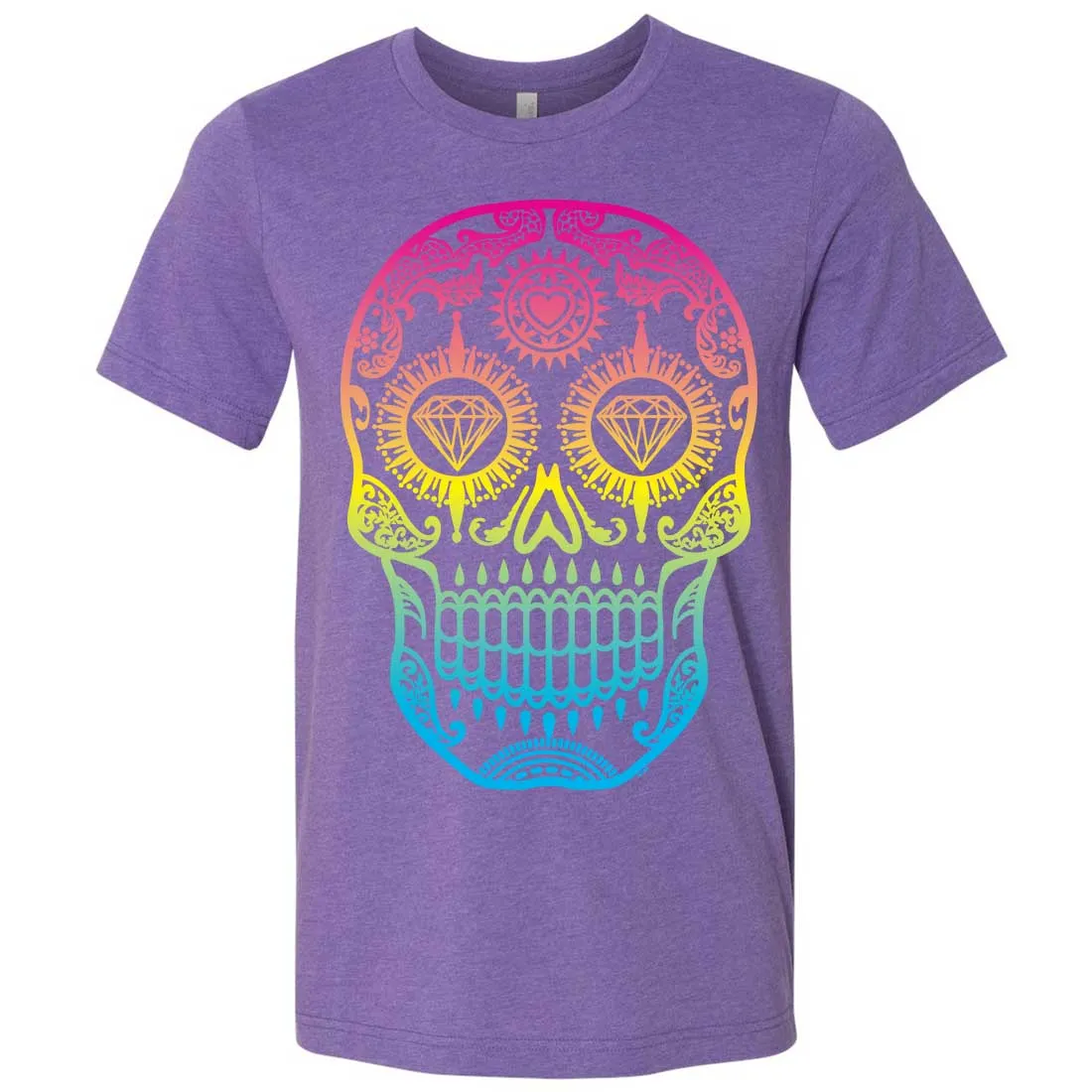 Neon Diamond Eyes Smiling Sugar Skull Asst Colors Mens Fitted Tee