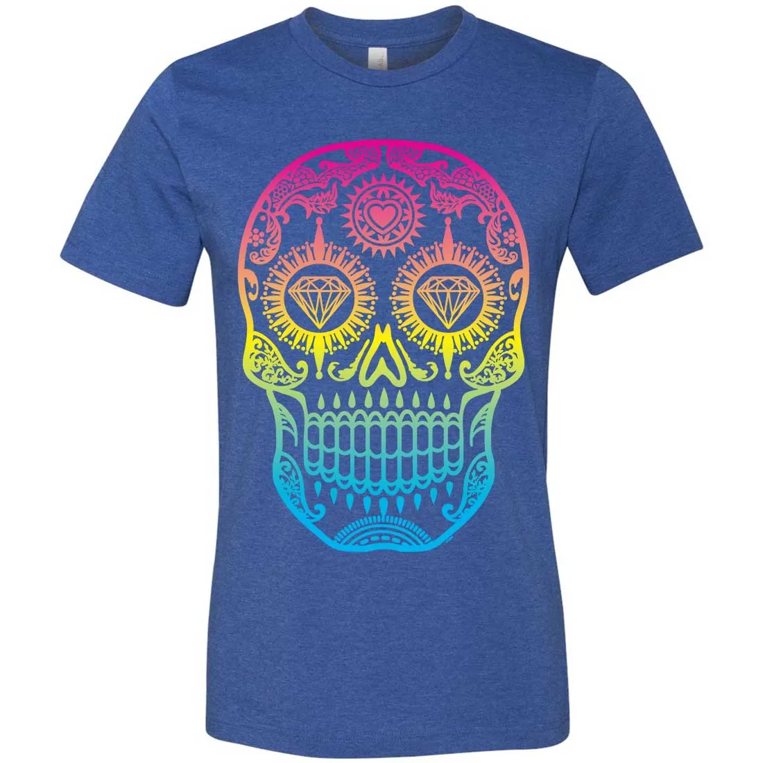 Neon Diamond Eyes Smiling Sugar Skull Asst Colors Mens Fitted Tee