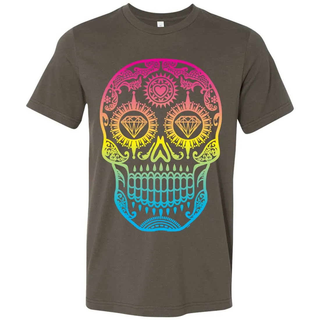 Neon Diamond Eyes Smiling Sugar Skull Asst Colors Mens Fitted Tee