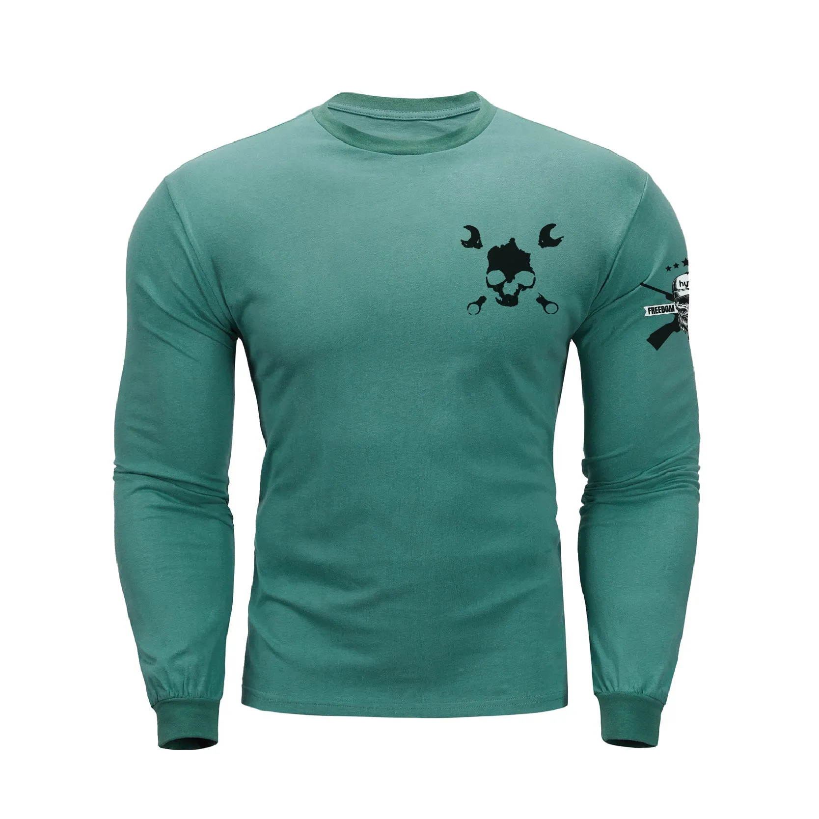 NOBODY CARES SKULL  GRAPHIC LONG SLEEVE T-SHIRT