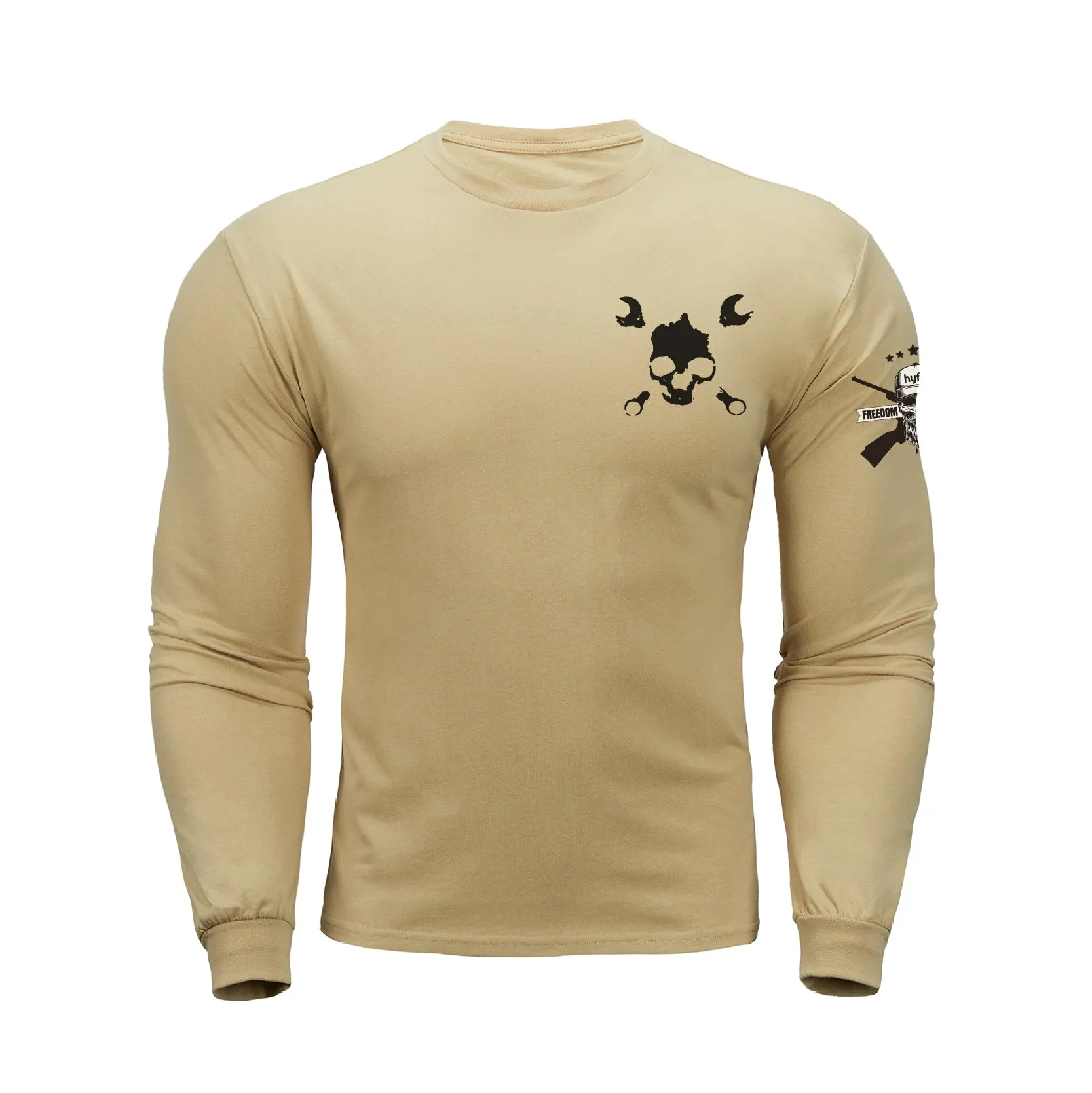 NOBODY CARES SKULL  GRAPHIC LONG SLEEVE T-SHIRT