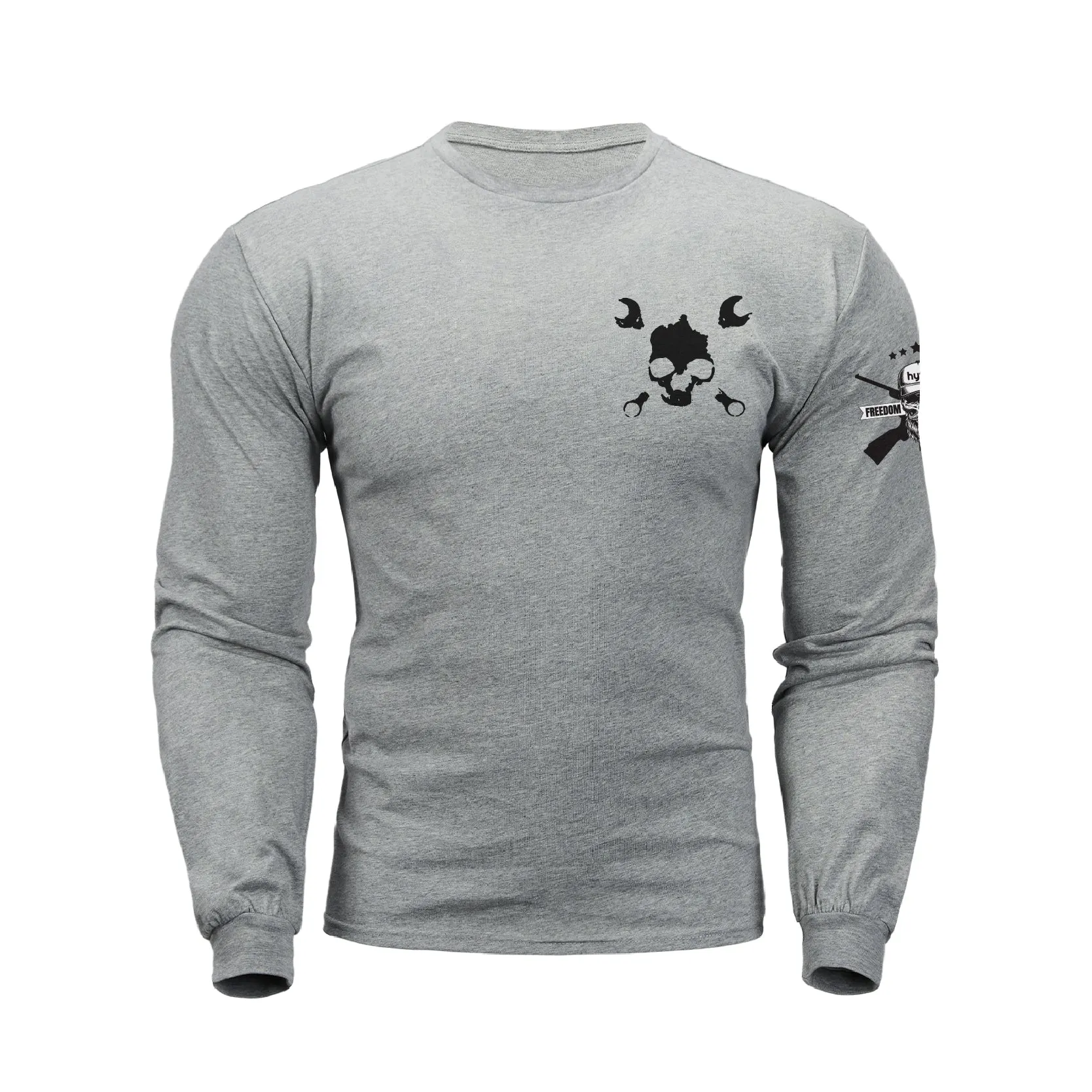 NOBODY CARES SKULL  GRAPHIC LONG SLEEVE T-SHIRT