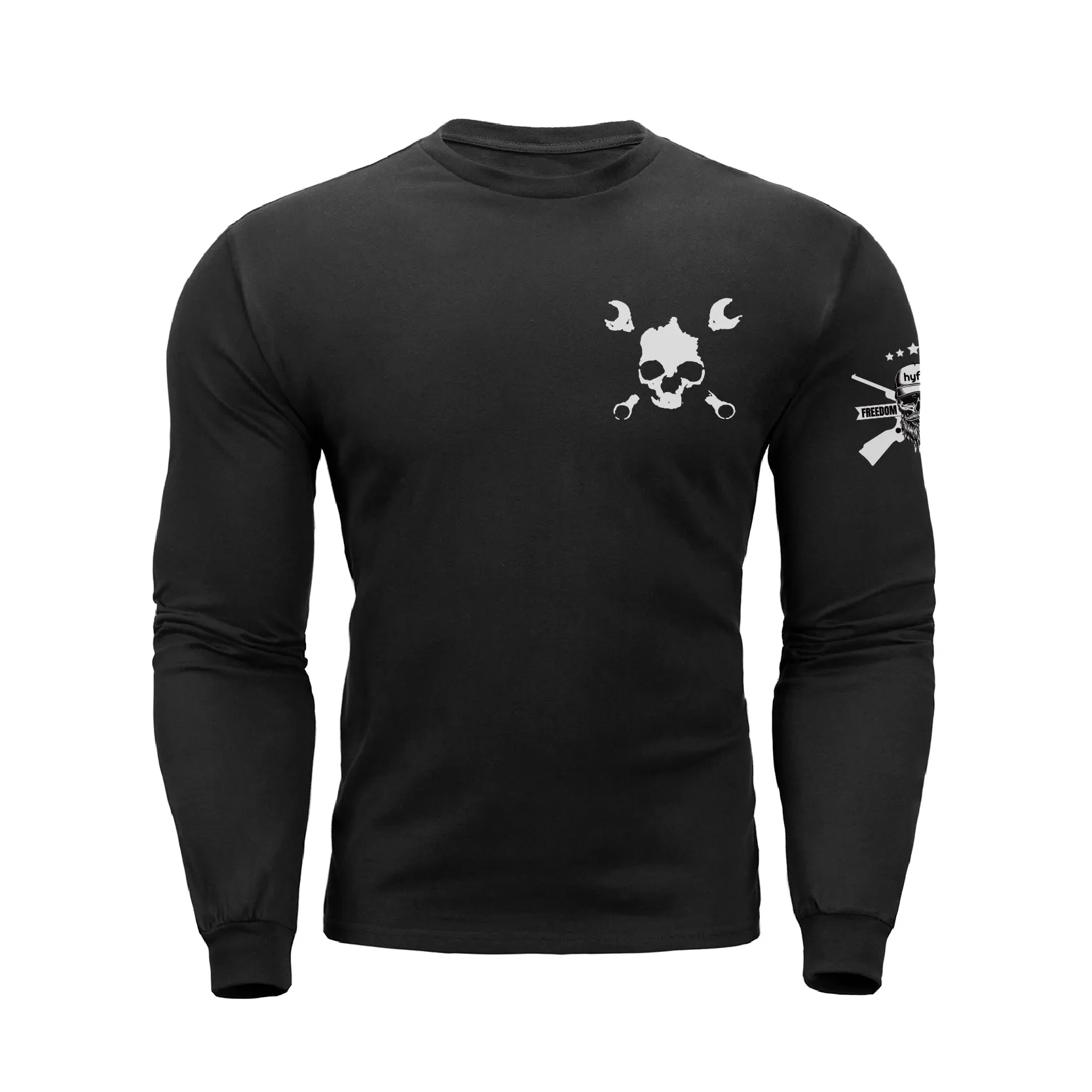 NOBODY CARES SKULL  GRAPHIC LONG SLEEVE T-SHIRT